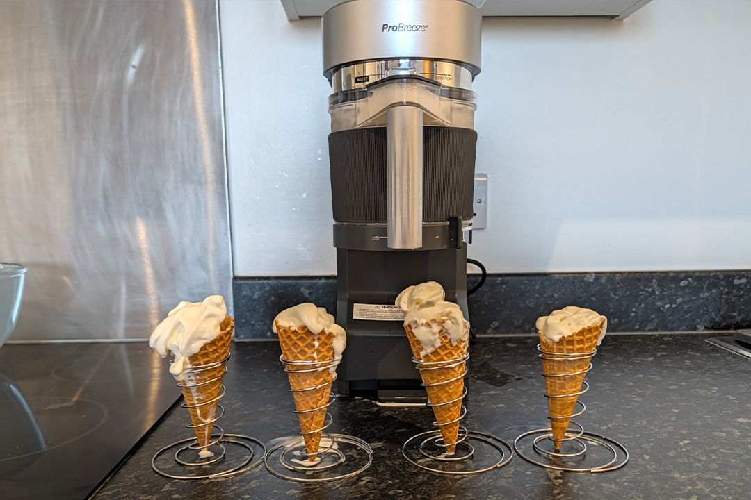 Dispensing ice cream from the easyfreezy can get messy (Alex Lee/The Independent)