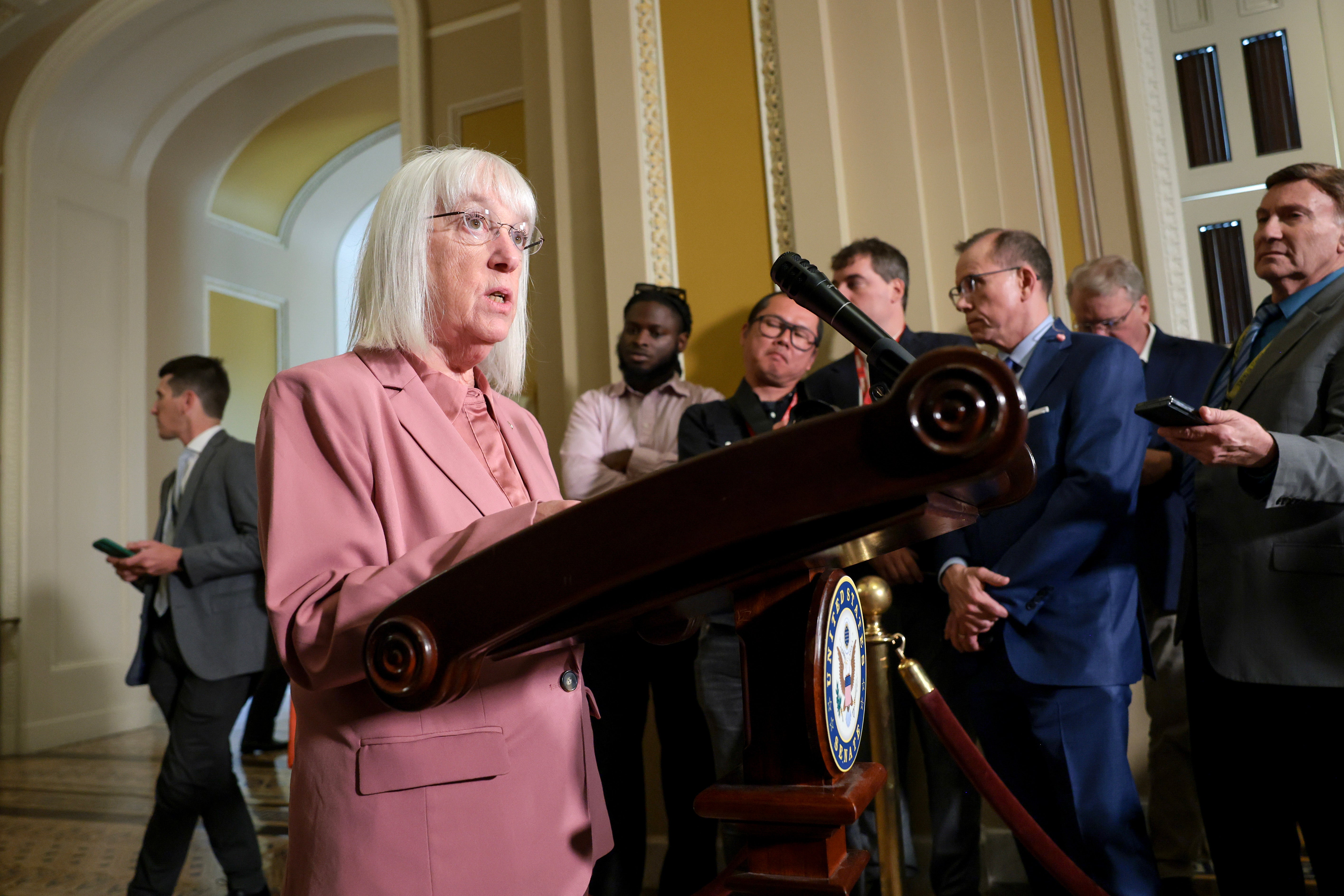 Senator Patty Murray (pictured) accused Trump of setting 'billions upon billions in taxpayer dollars on fire'