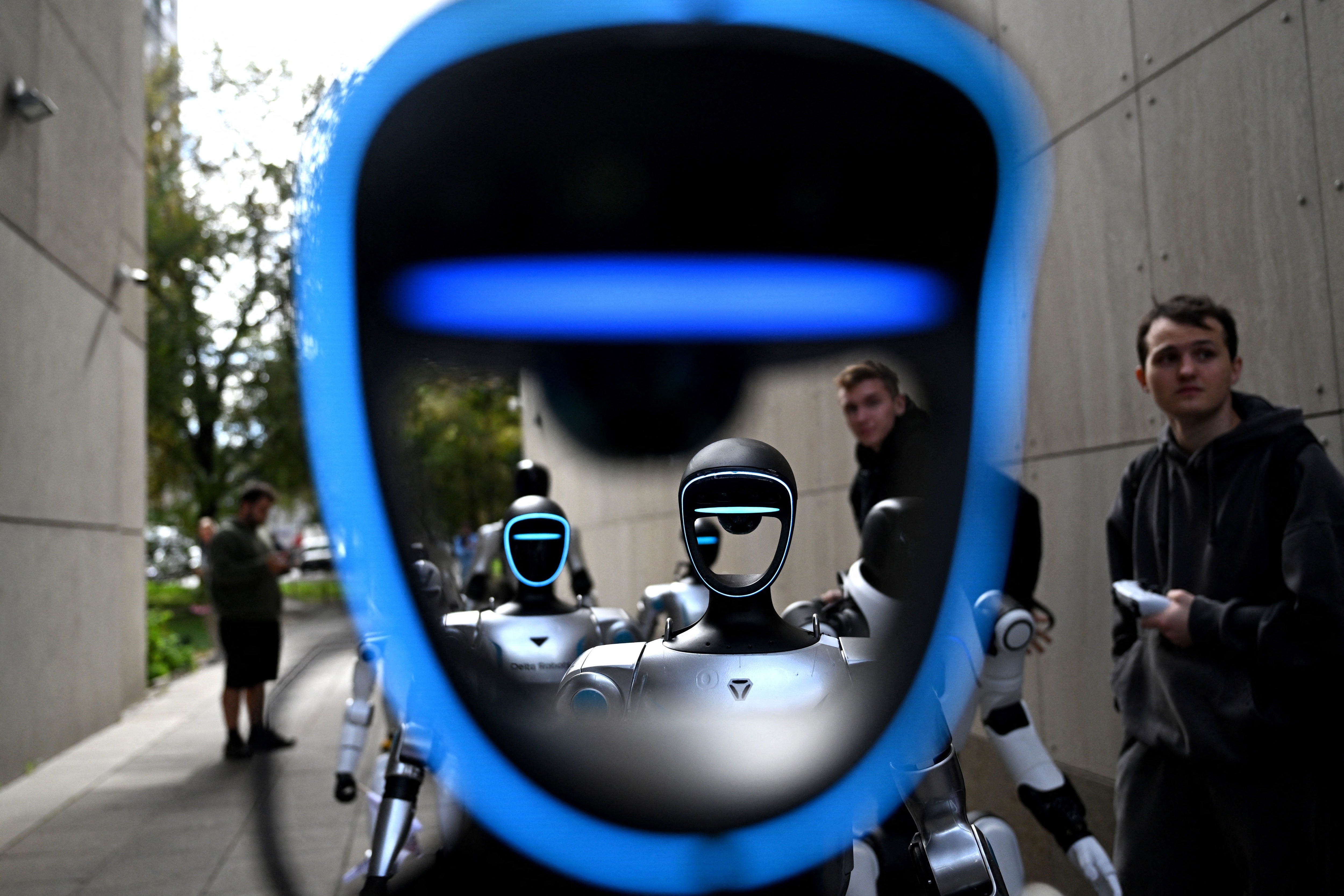 Humanoid robots gather before a demonstration calling for the regulation of artificial intelligence development in Warsaw, Poland on Sept. 7, 2026