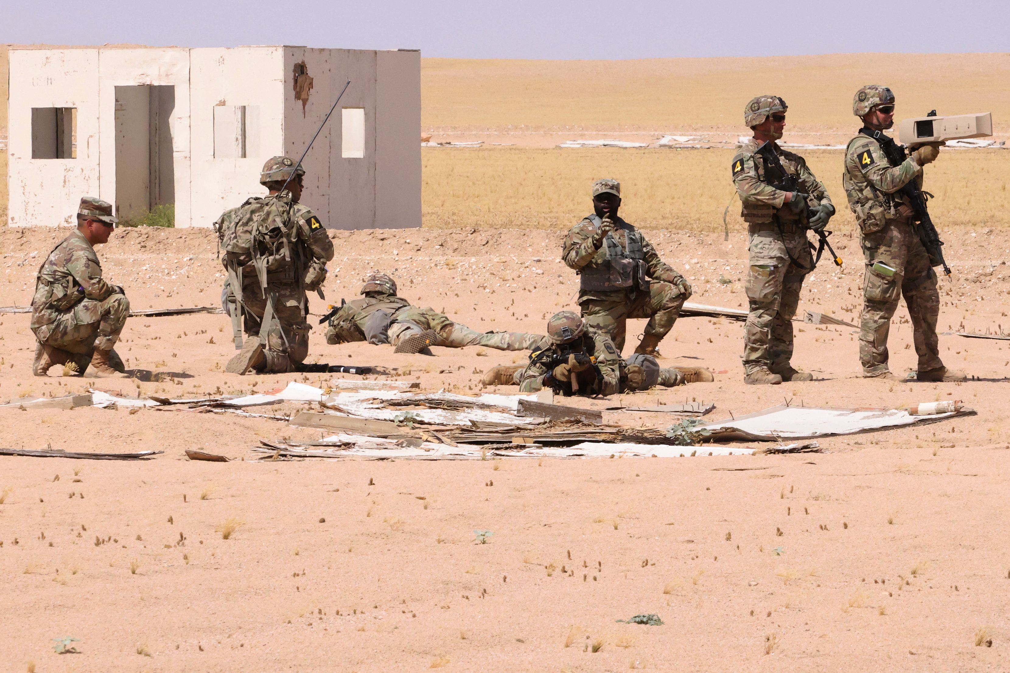 One of the installations that sustained damage was Camp Buehring in Kuwait. Pictured: US military personnel participate in the Best Squad Competition at the Buehring base camp in Kuwait on May 10, 2023