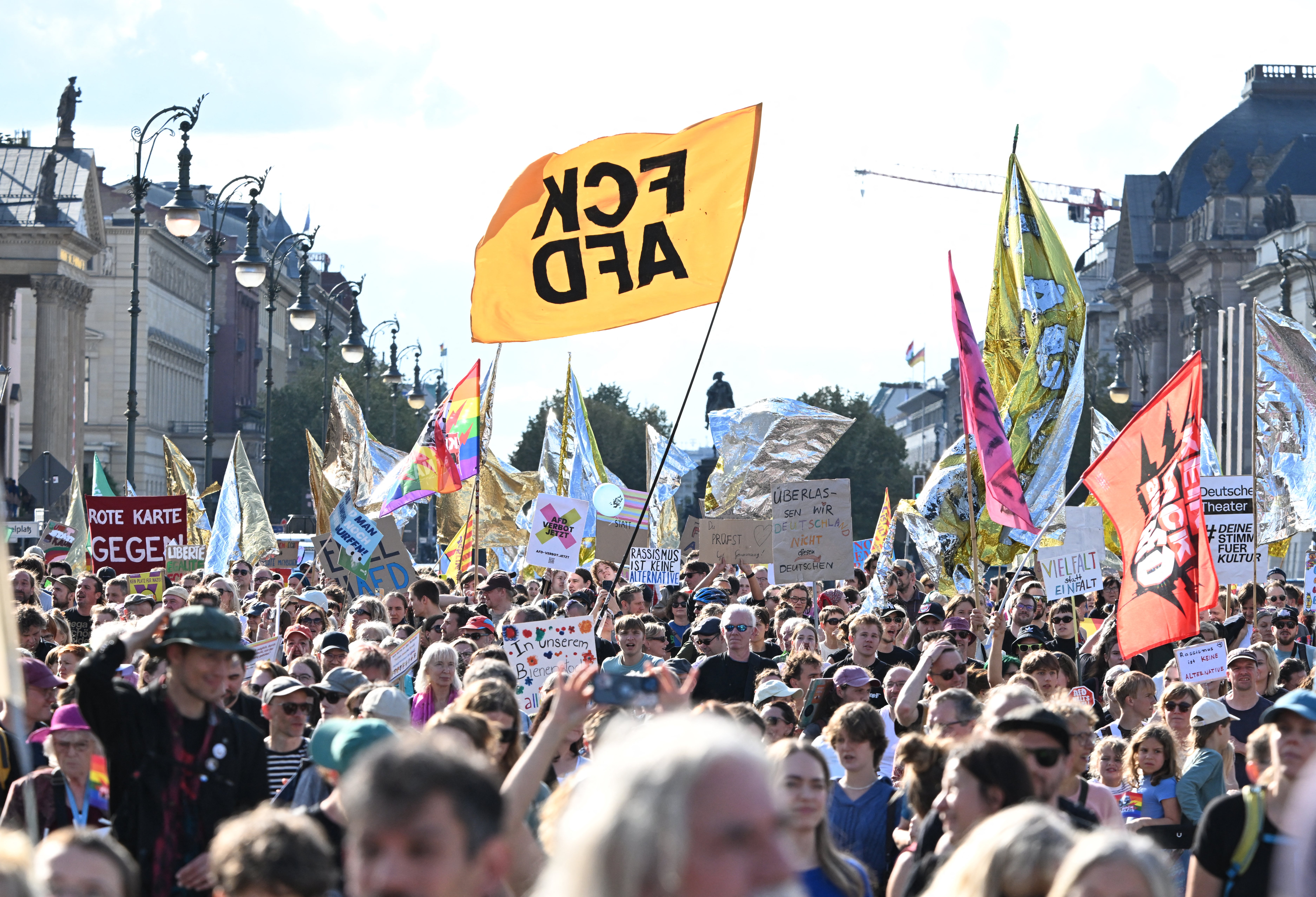 Anti-AfD protests have taken place in Berlin ahead of the election