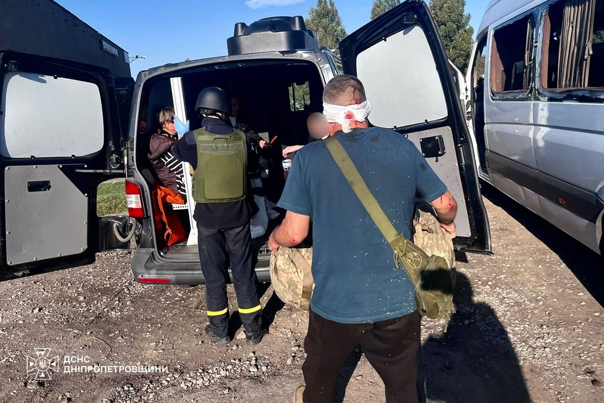 Ukraine-Russia war latest: Moscow drone strikes kill five on bus and train as Zelensky condemns act of brutality Four men and a woman were killed on the bus attack in Nikopol