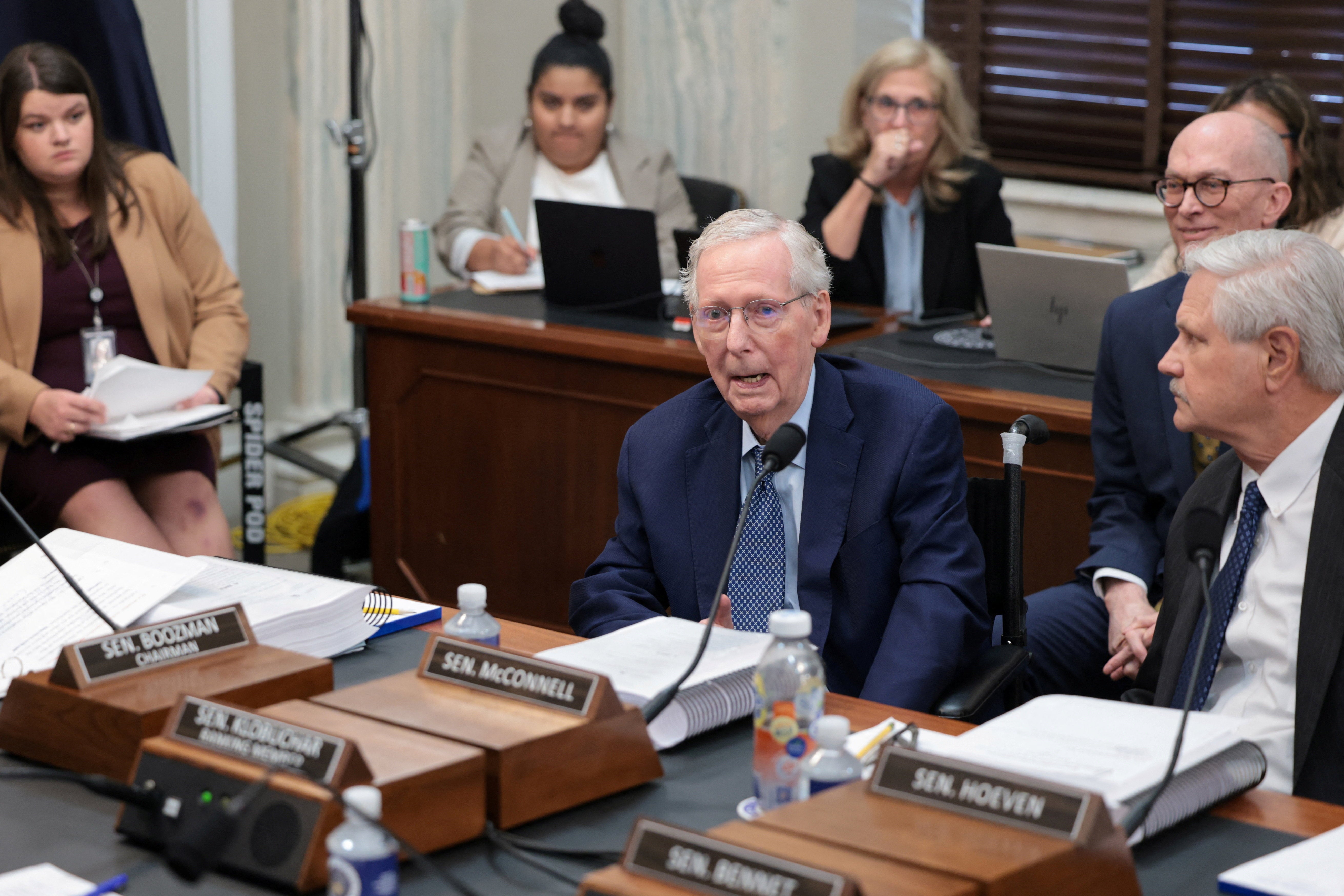 McConnell, sounding faint, votes 'aye' to advance the farm bill out of committee on Wednesday