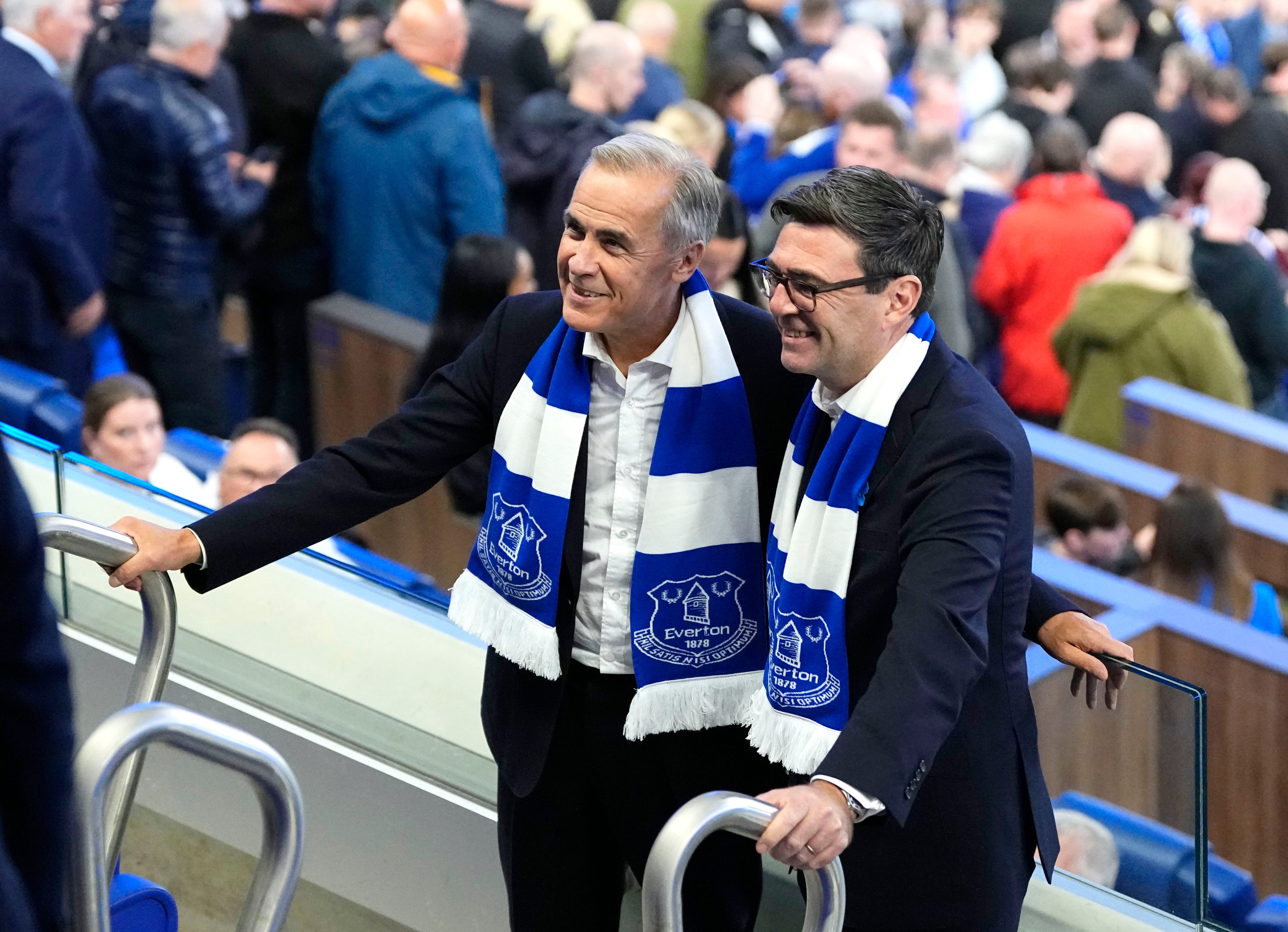 Andy Burnham and Mark Carney watched Everton beat Wolves 1-0