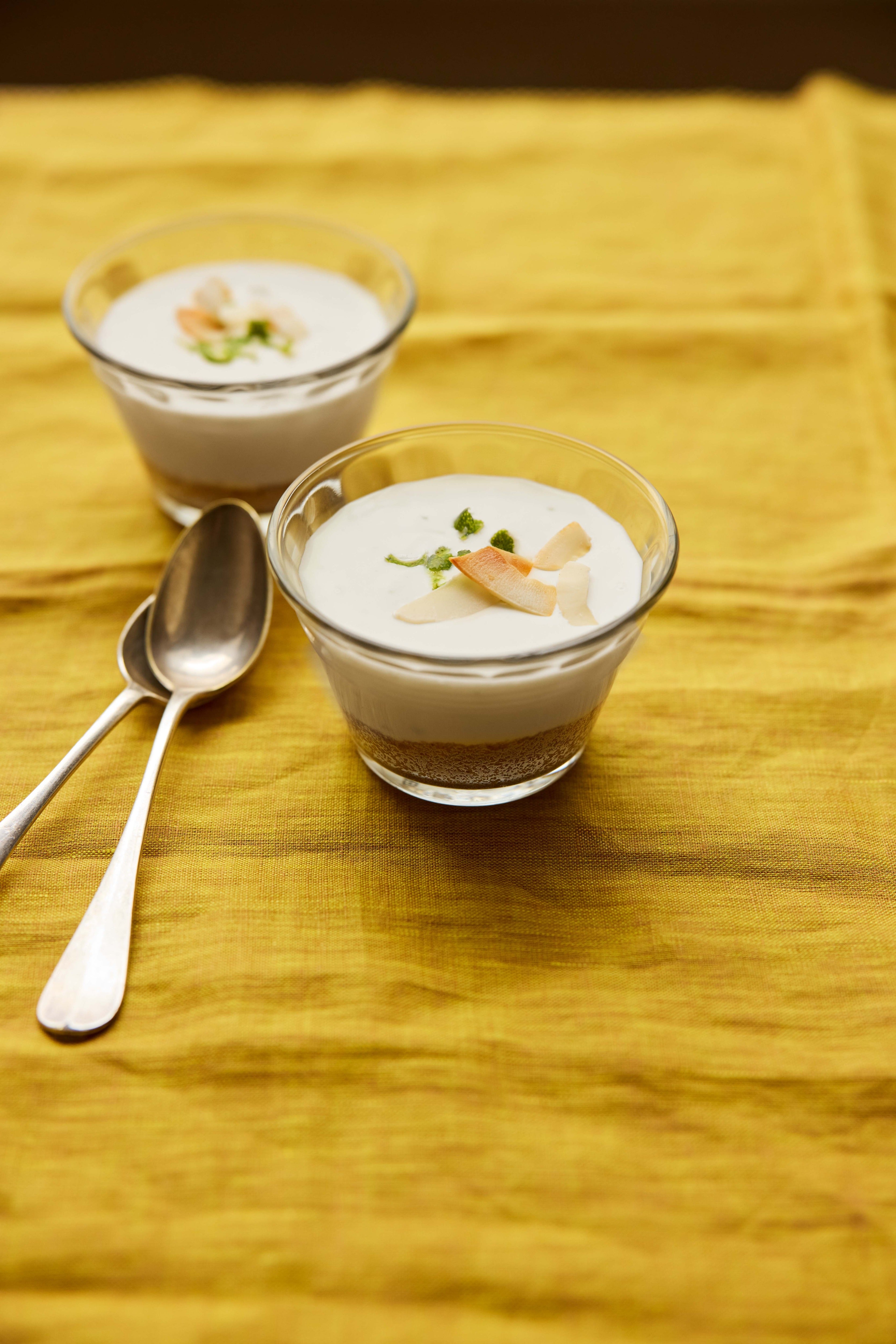 Coconut and lime cheesecake pots – no baking required