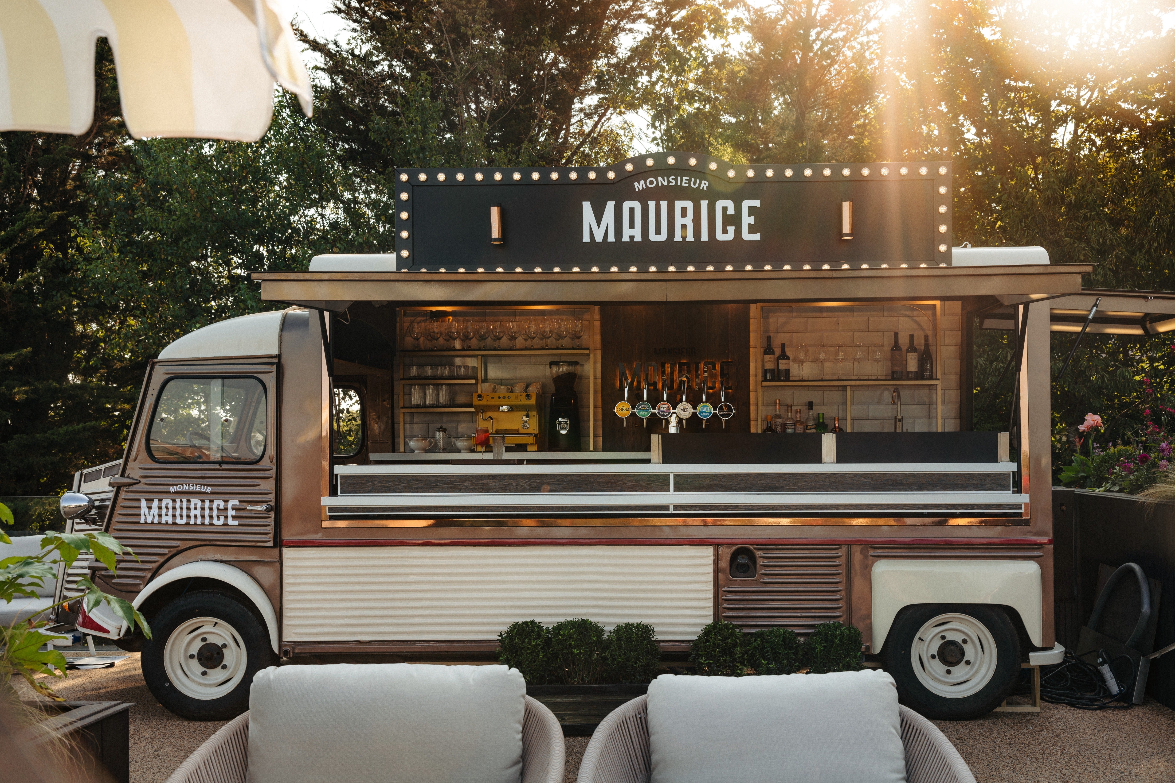 St Enodoc's champagne bar is housed in a vintage French truck