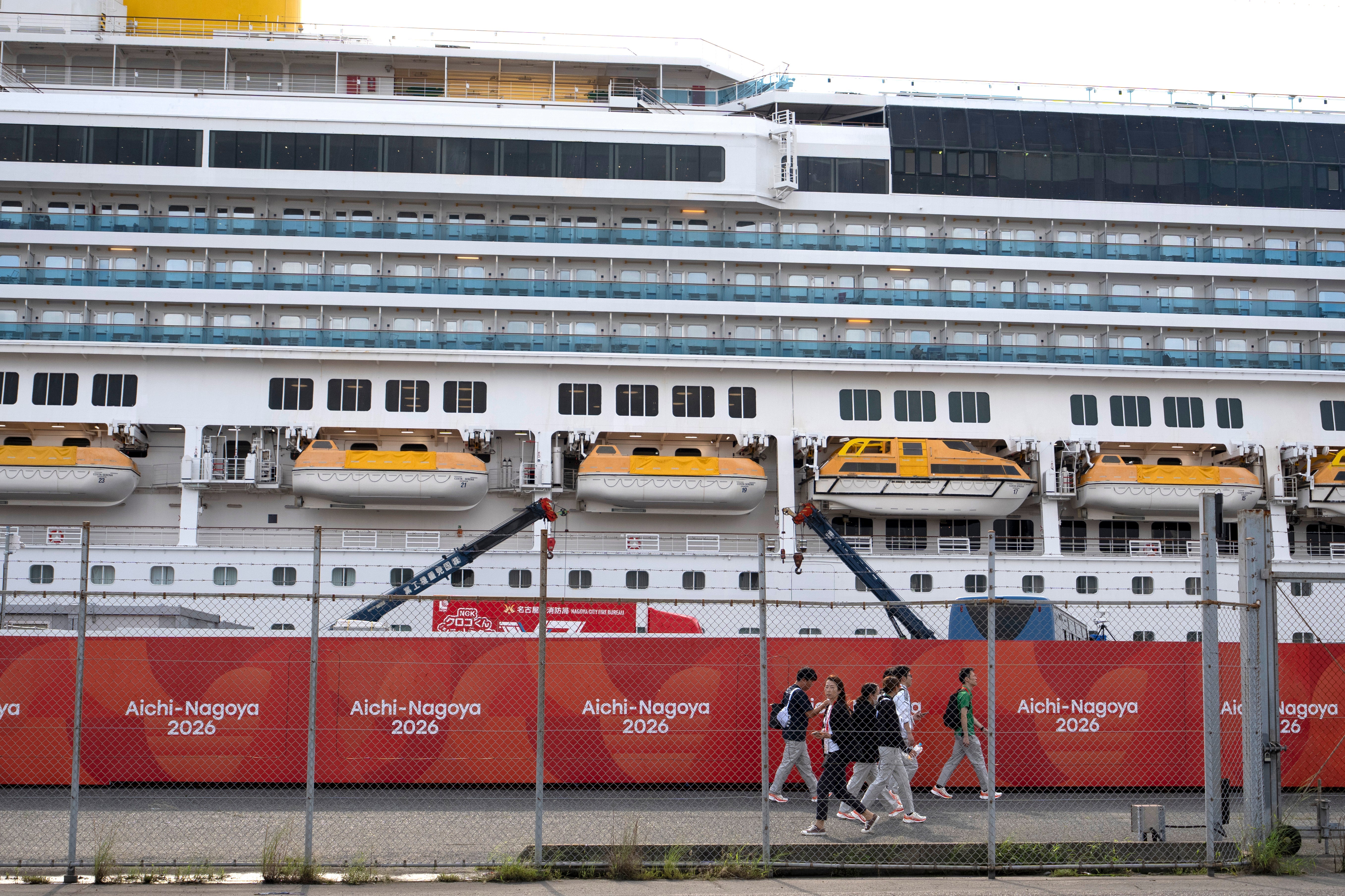 The Costa Serena, an Italian cruise ship designated to provide temporary floating quarters for athletes at Kinjo Pier ahead of the 20th Asian Games Aichi-Nagoya on 17 September 2026