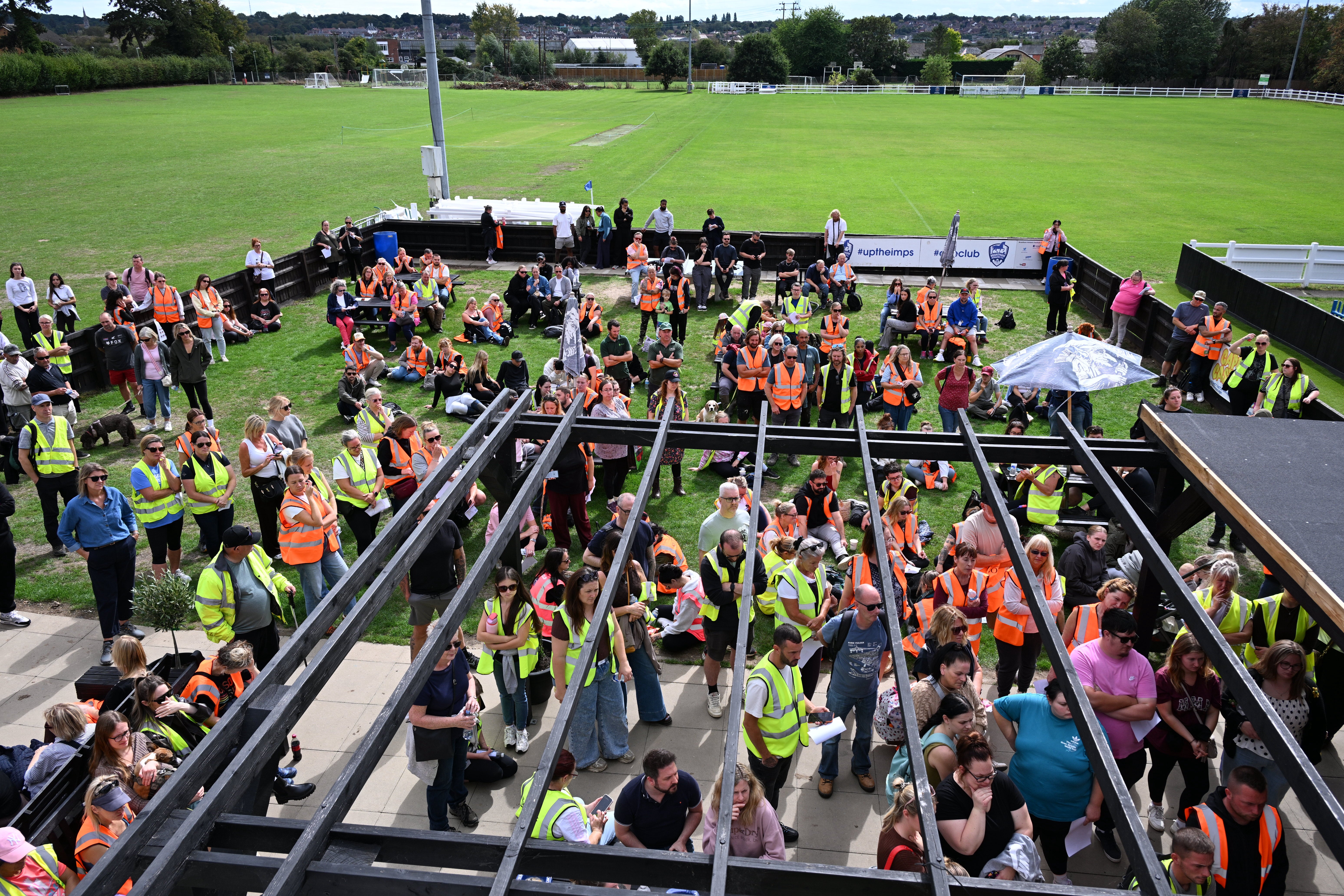 Some of the volunteers who came to search for Noah Woods gathered at Brantham Leisure Centre, where efforts were co-ordinated (Will Colebourne/PA) (PA Wire)