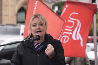 Unite general secretary Sharon Graham insisted there is ‘no justification’ for drinks giant Diageo ‘slashing hundreds of jobs’. (Stefan Rousseau/PA)