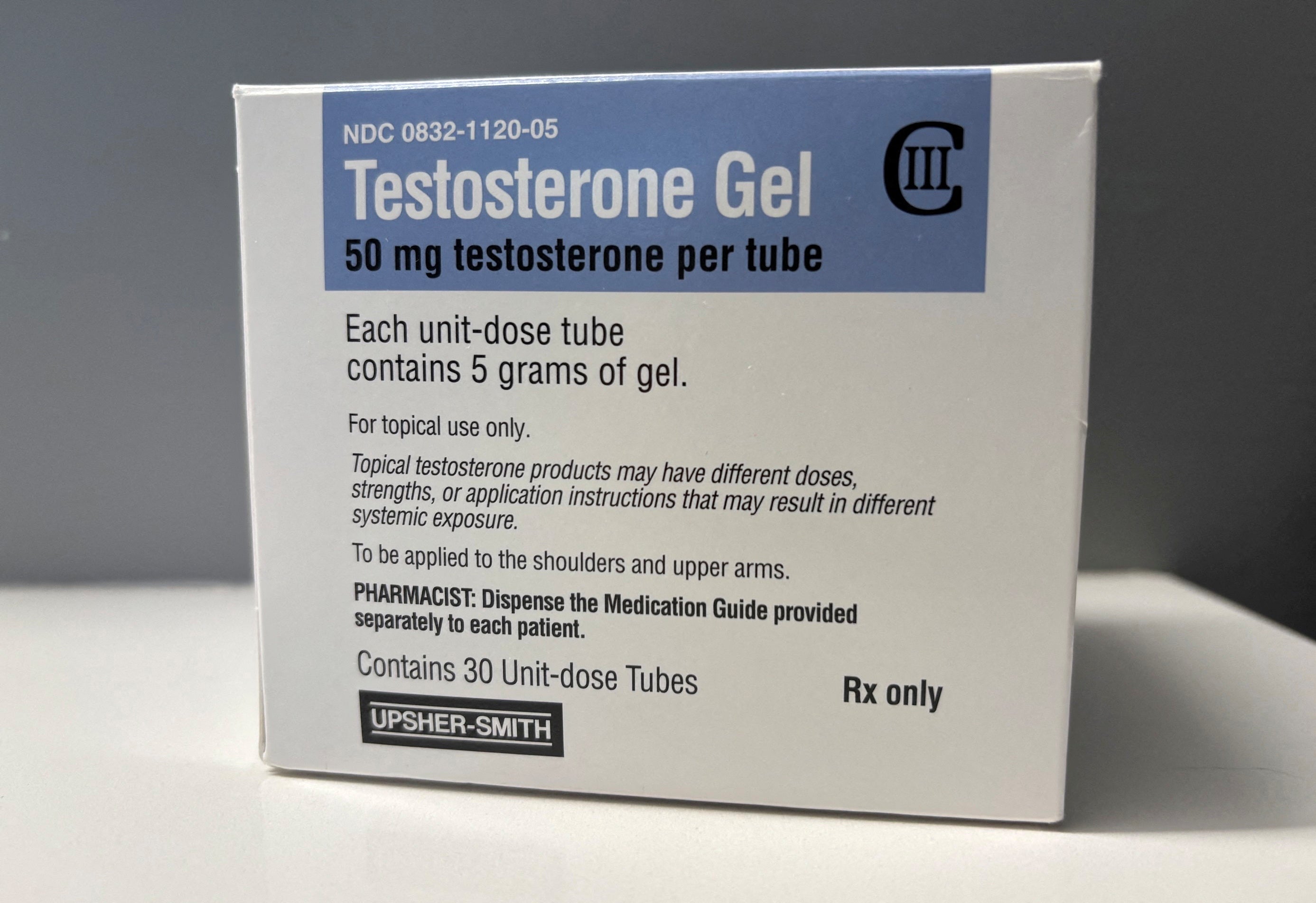 A month's supply of testosterone gel