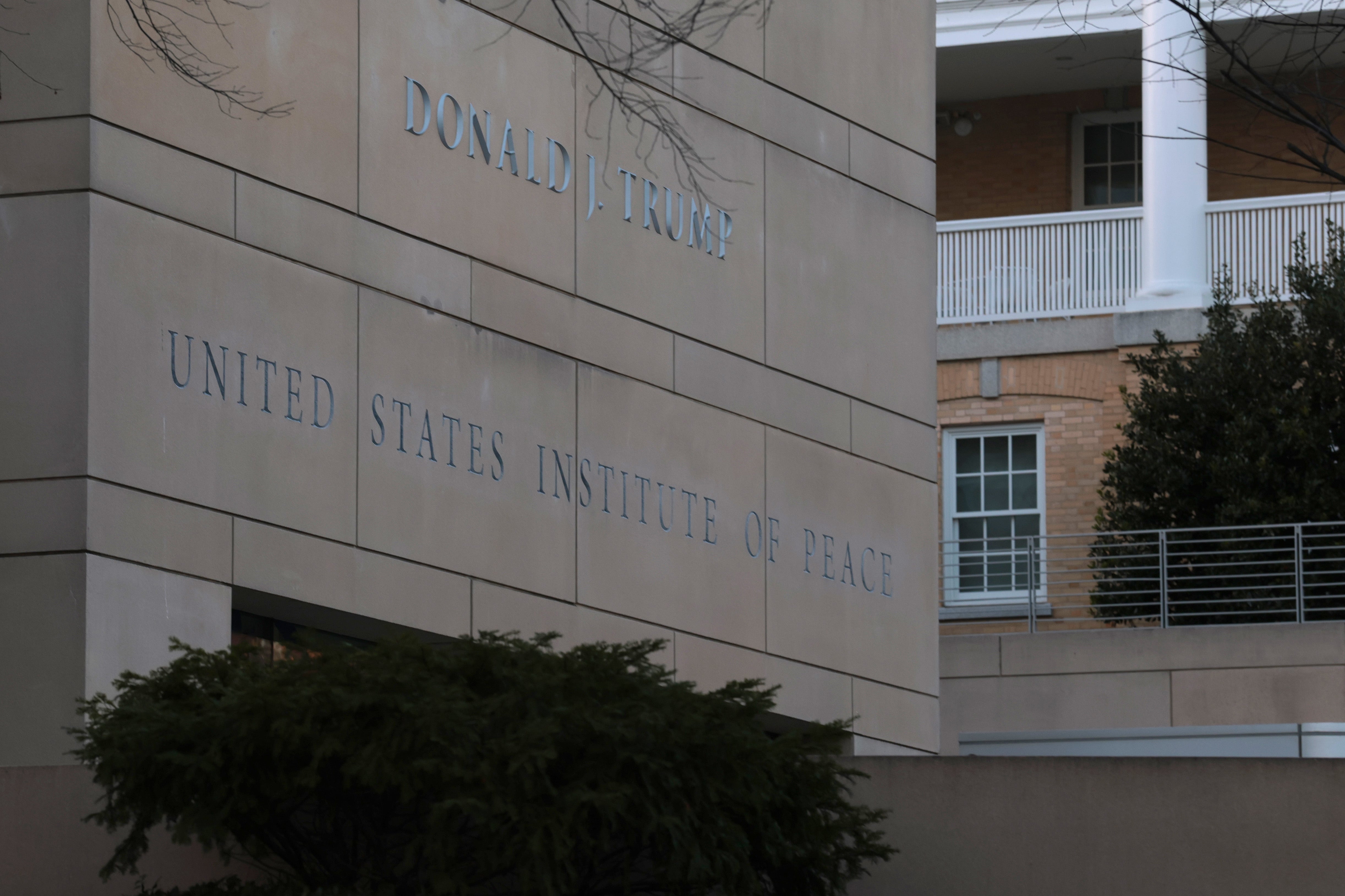 A federal judge has been asked to prevent President Donald Trump from carving his name on yet another historic building in Washington, D.C. — the U.S. Institute of Peace