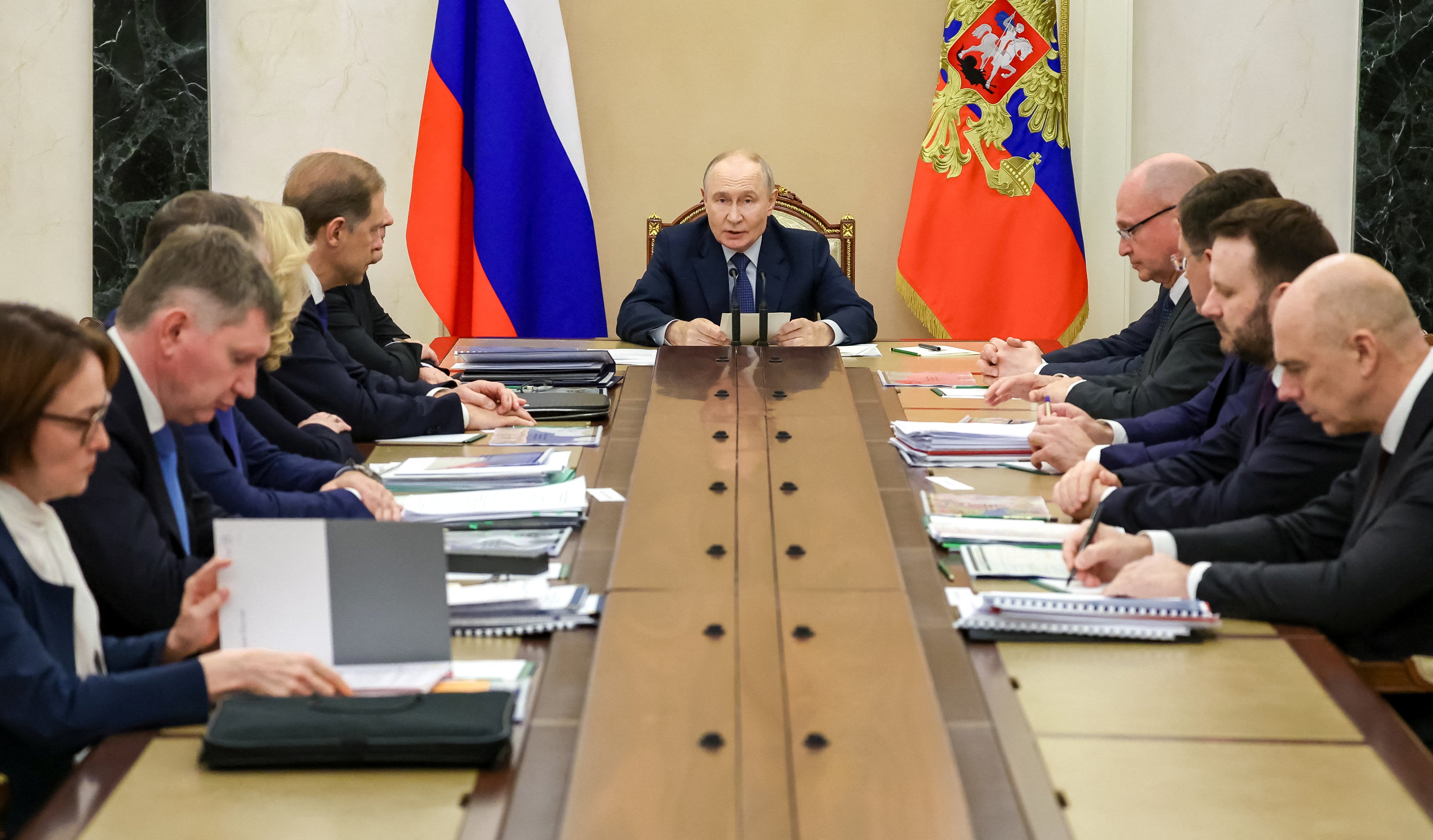 Russian president Vladimir Putin chairs a meeting on economic issues at the Kremlin in Moscow, Russia, 17 September 2026 (Reuters)