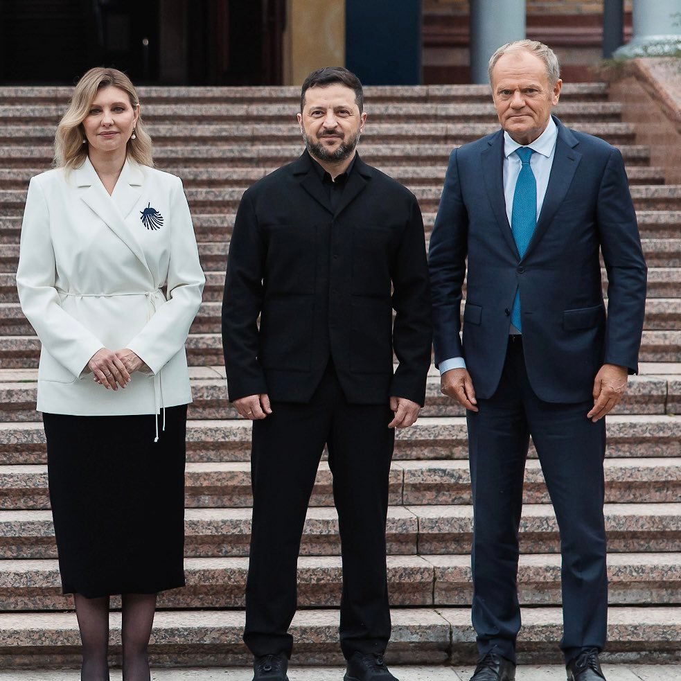 ‘We all have difficult weeks and months ahead of us,’ wrote Donald Tusk on X. ‘Today, in Ukraine, we are showing our solidarity.’