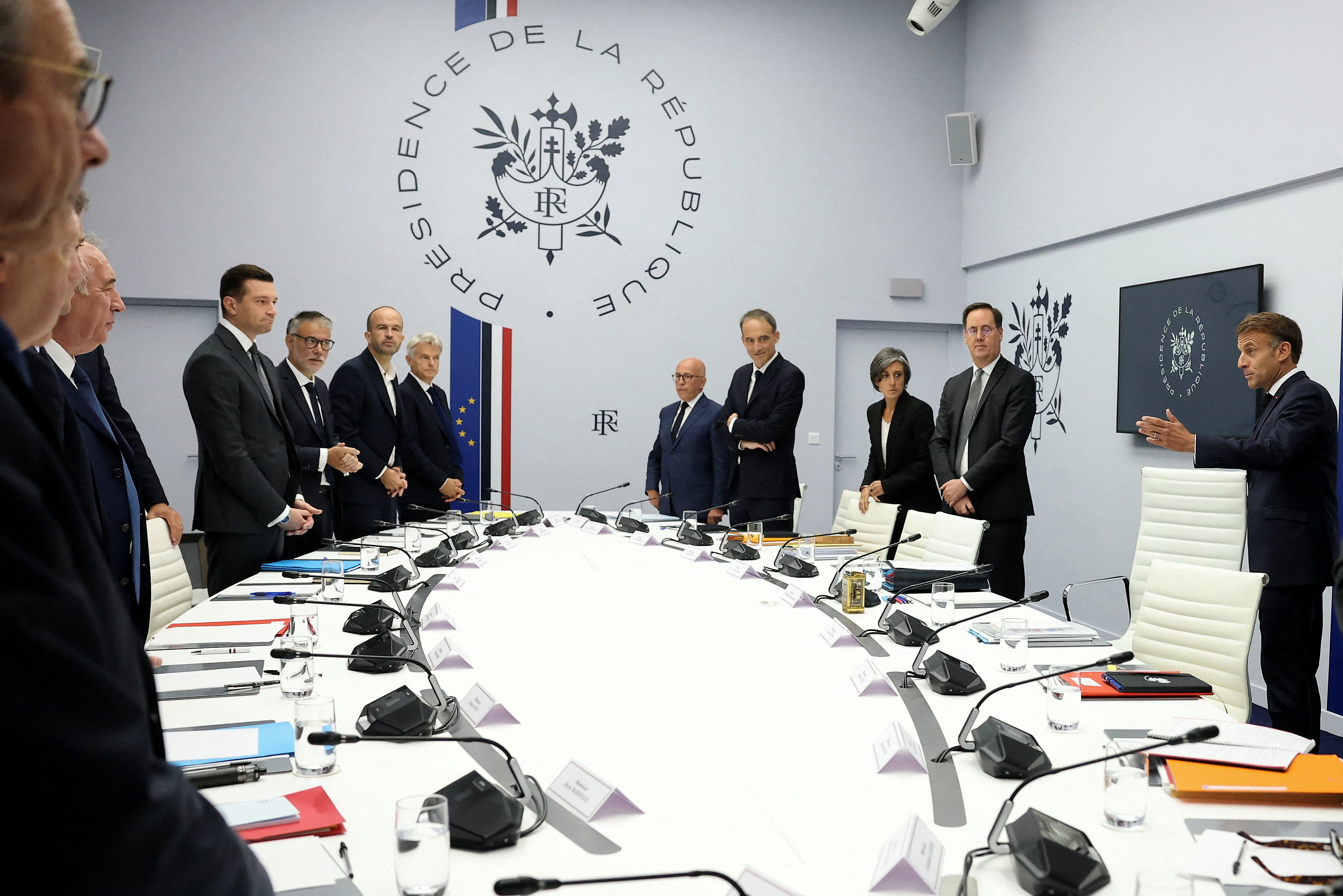 Emmanuel Macron welcomes candidates for the 2027 presidential election and party leaders at the presidential Elysee Palace in Paris on September 18, 2026 (Reuters)