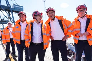 (second left to right) Anas Sarwar, Sir Keir Starmer, Ed Miliband and Martin McCluskey at the Port of Greenock while on the general election campaign trail in 2024 (Stefan Rousseau/PA)