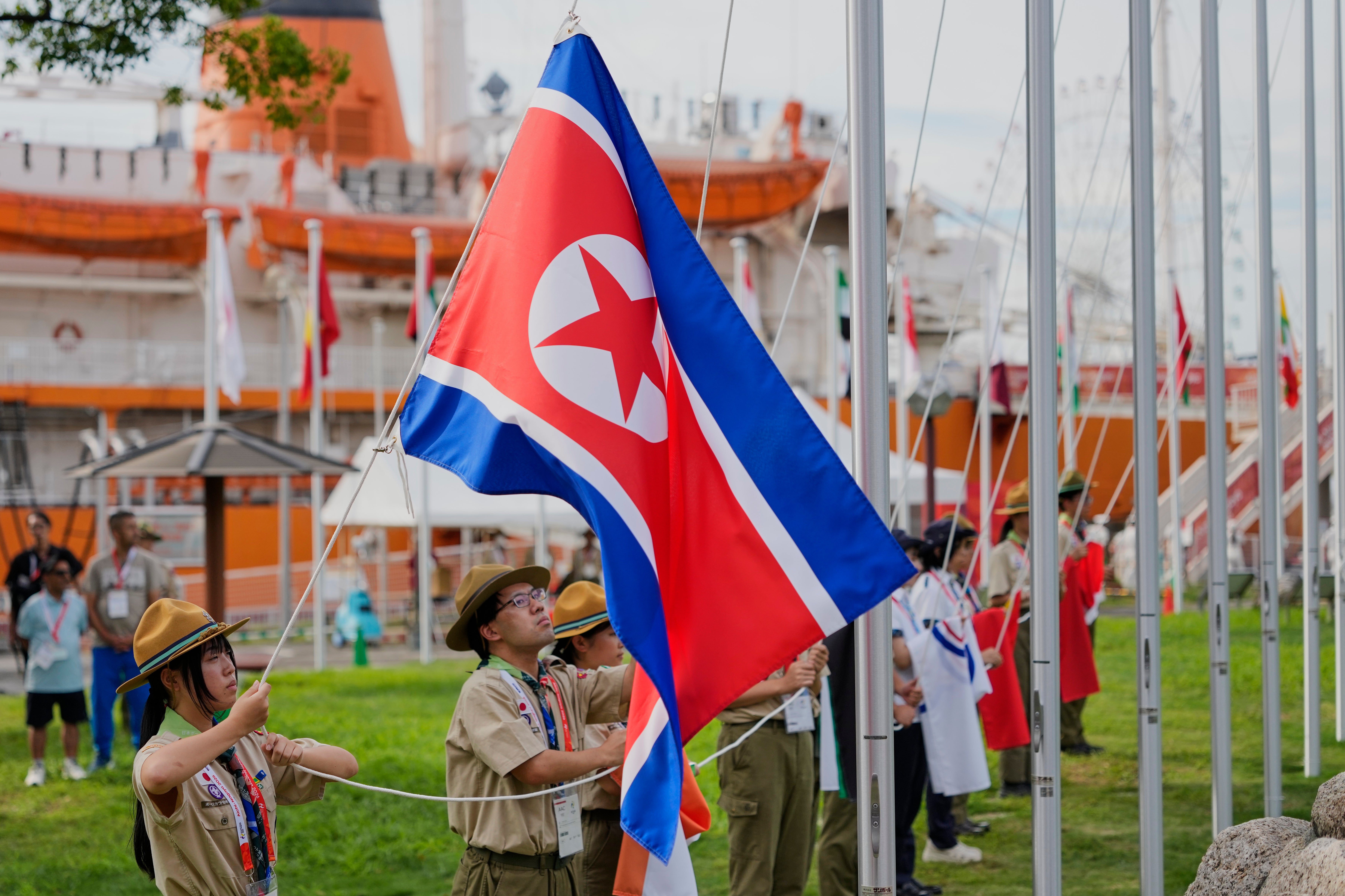 The North Korea anthem was played by mistake (AP)