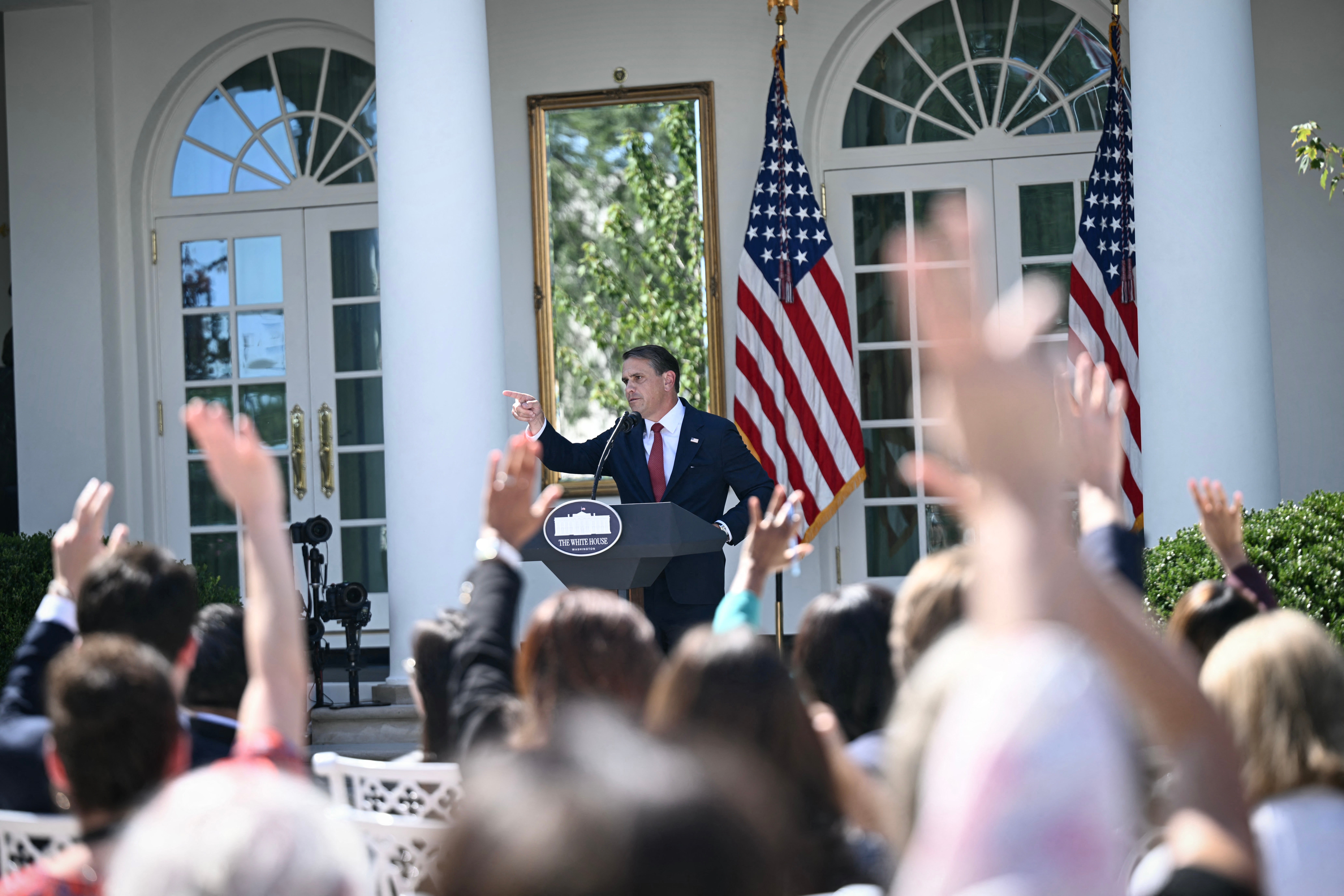Blanche takes questions from reporters during a briefing at the White House in Washington, DC, on Sept. 15, 2026