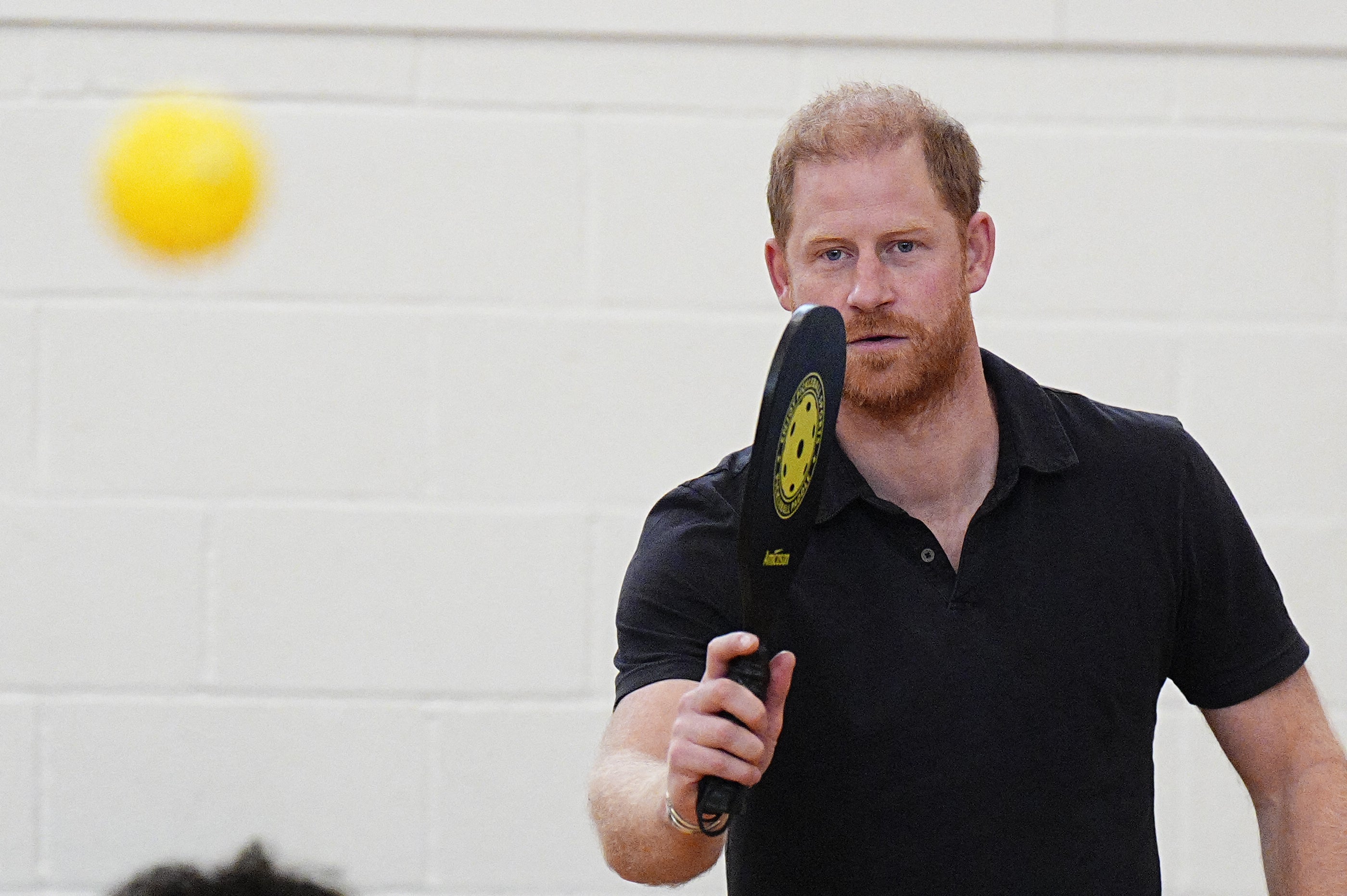 Harry played pickleball with children at a school in Birmingham on Friday (AFP/Getty)