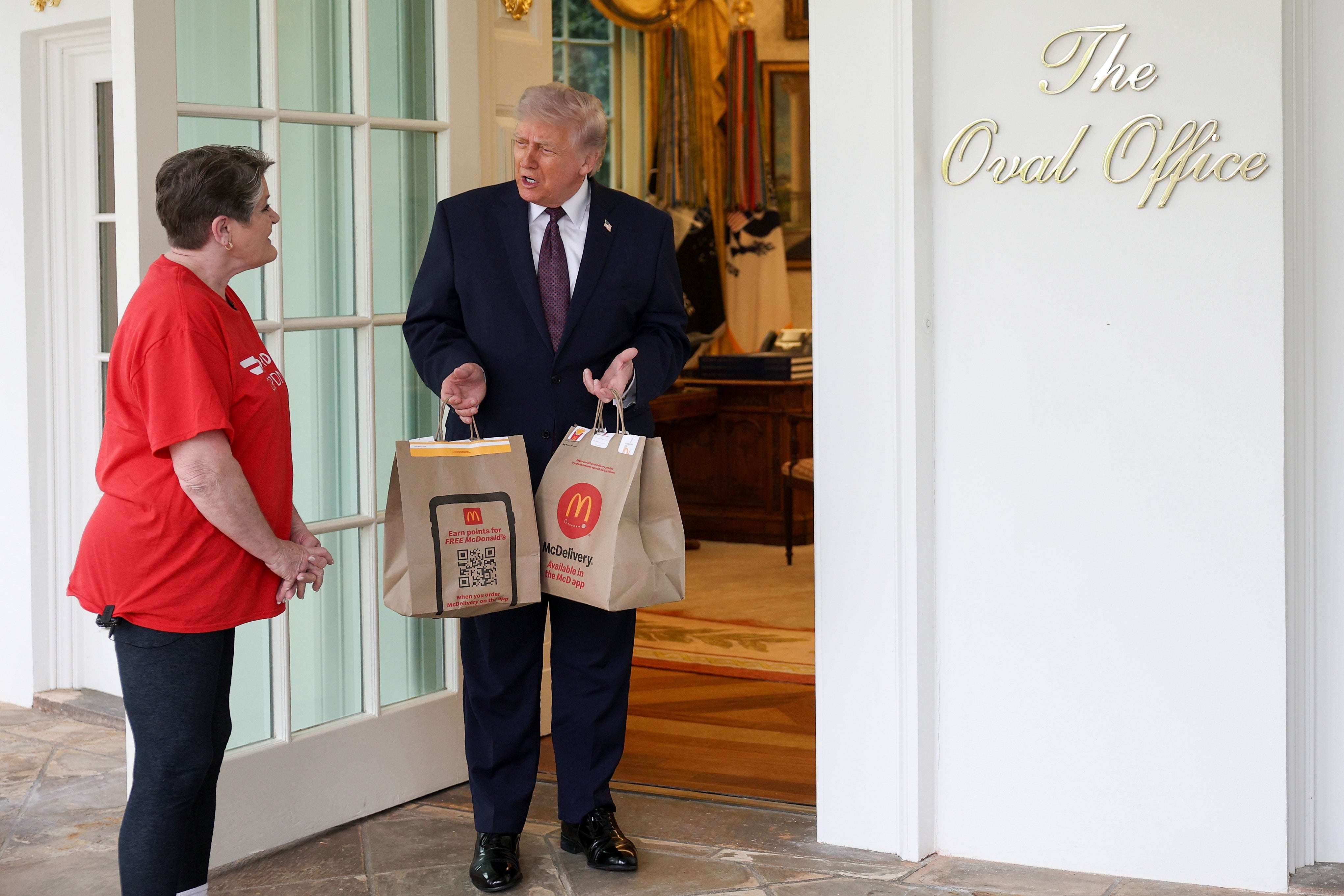 In response to Wendy’s yellow packaging comeback, the White House publicly thanked President Donald Trump, a known lover of rival fast-food joint McDonald's (Getty Images)
