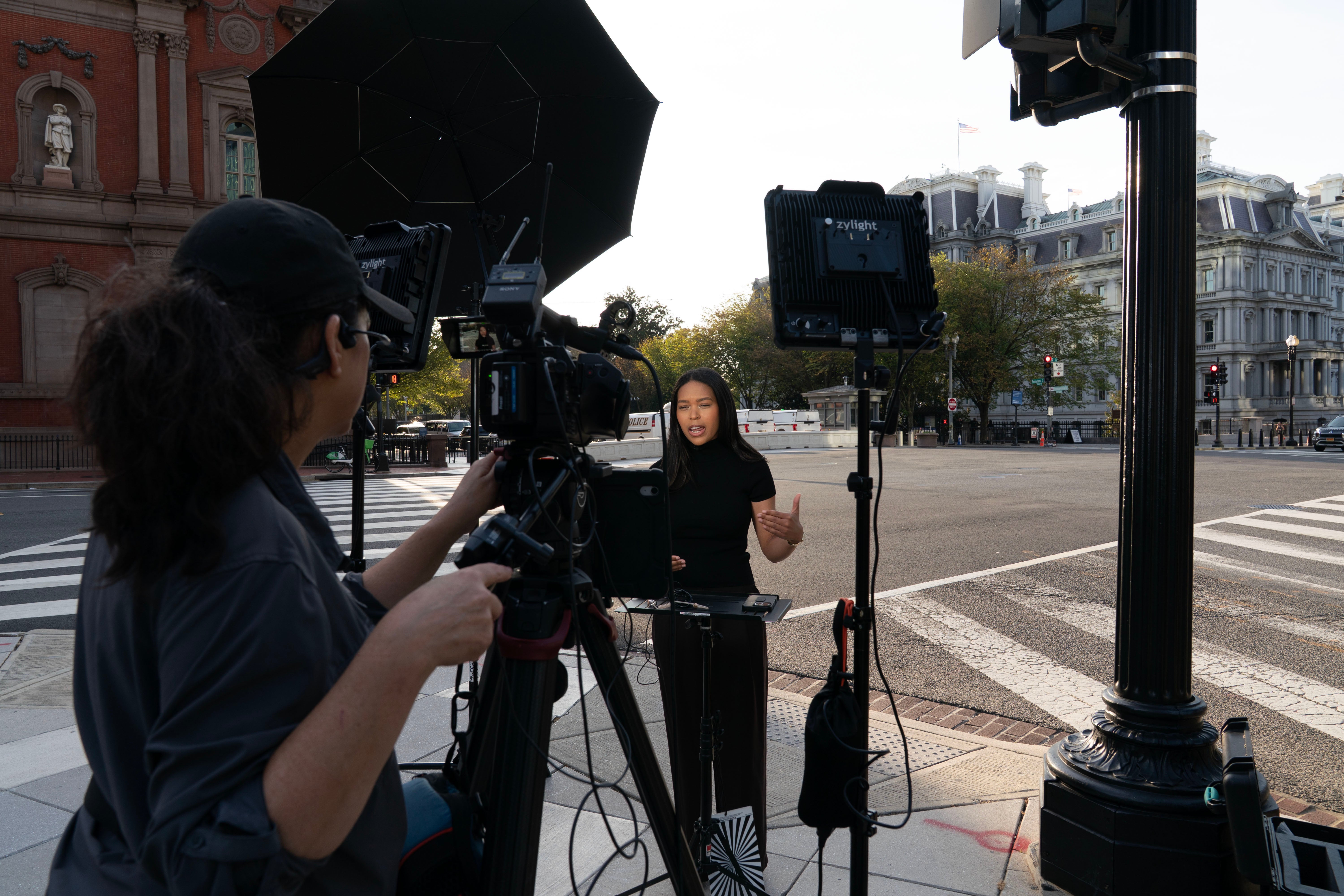 MS NOW White House reporter Akayla Gardner reporting near the White House complex after being denied entry