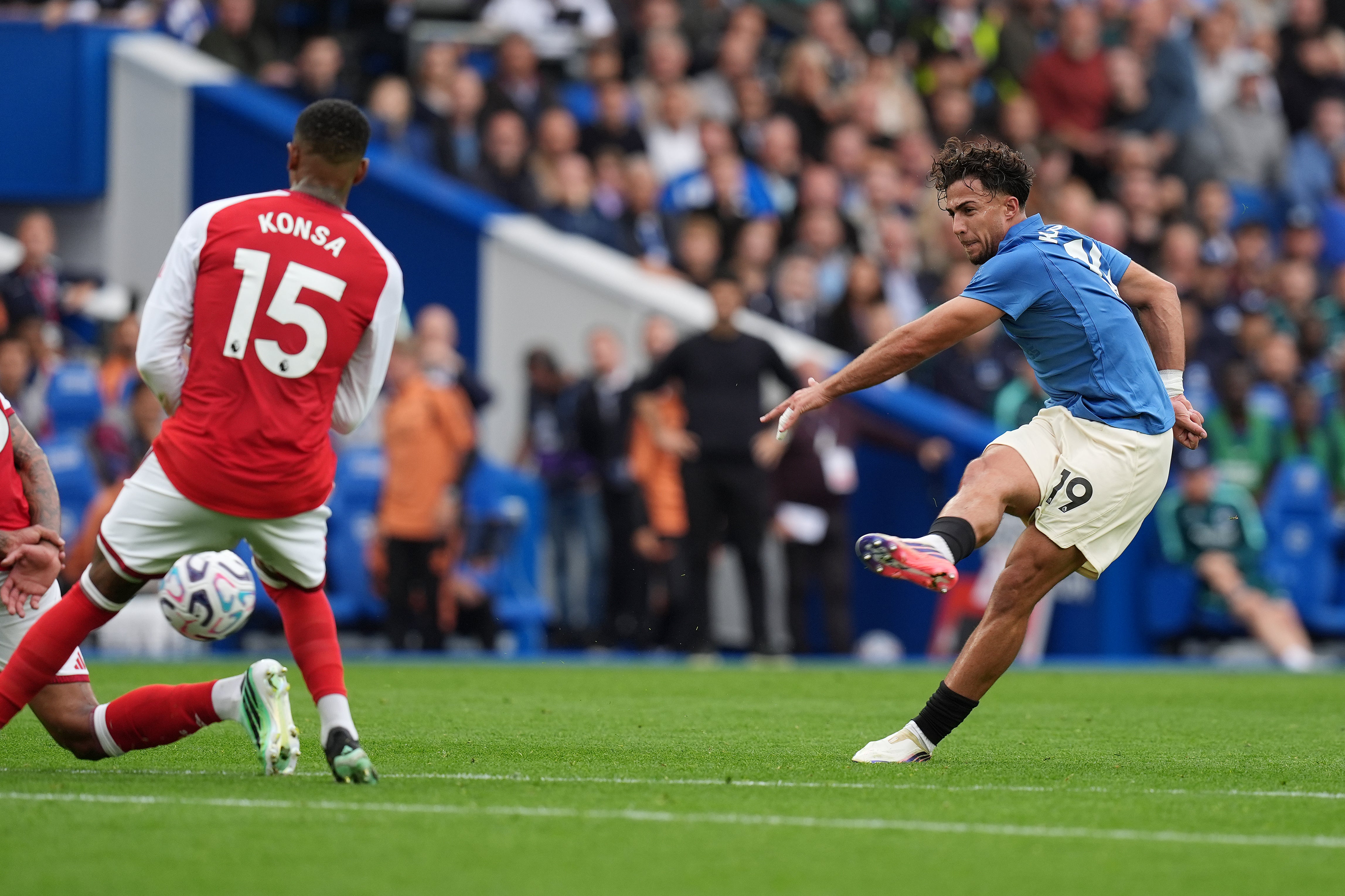 Charalampos Kostoulas fires home Brighton’s second goal