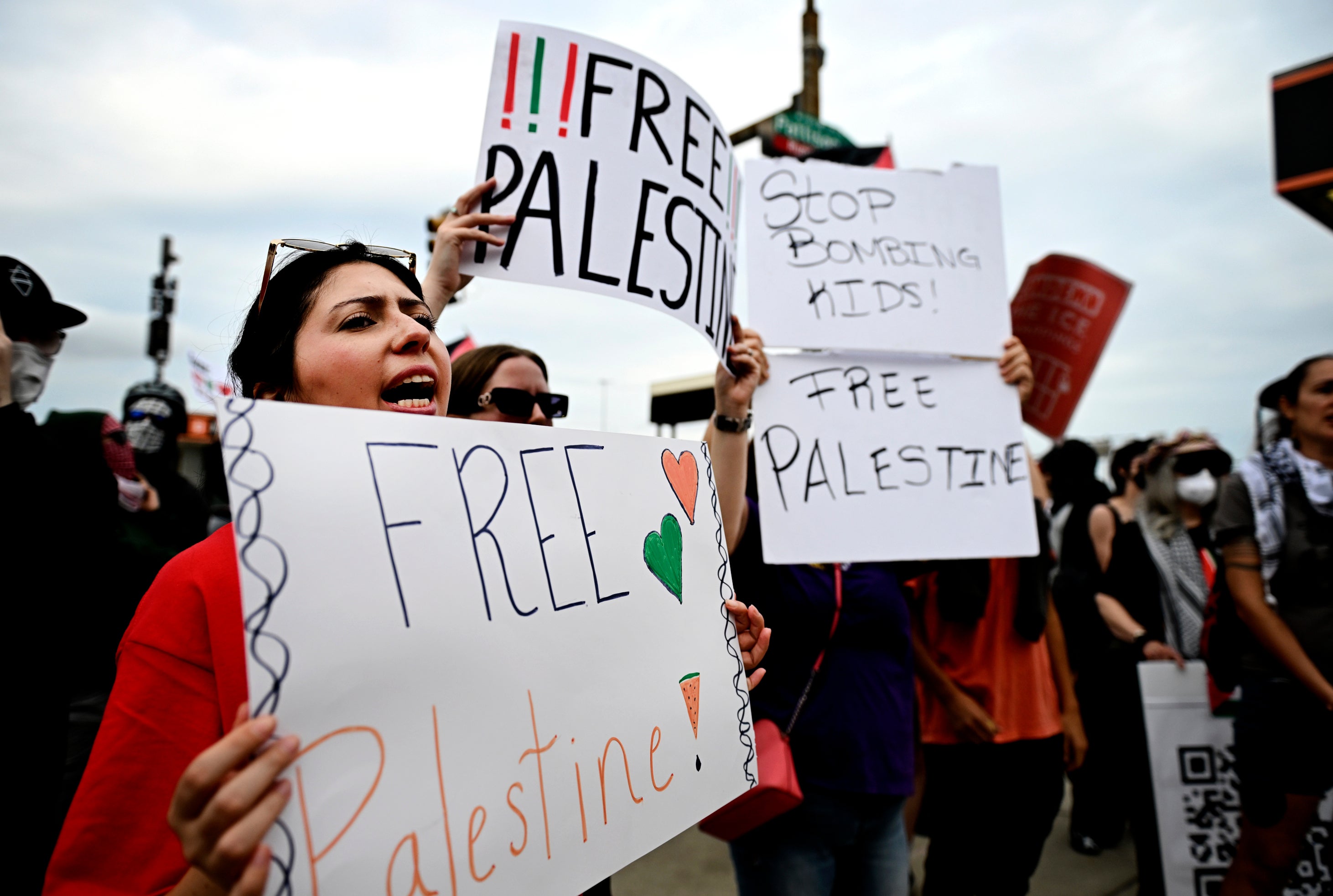 Protesters hold 'Free Palestine' signs before Sheeran's Philadelphia concert