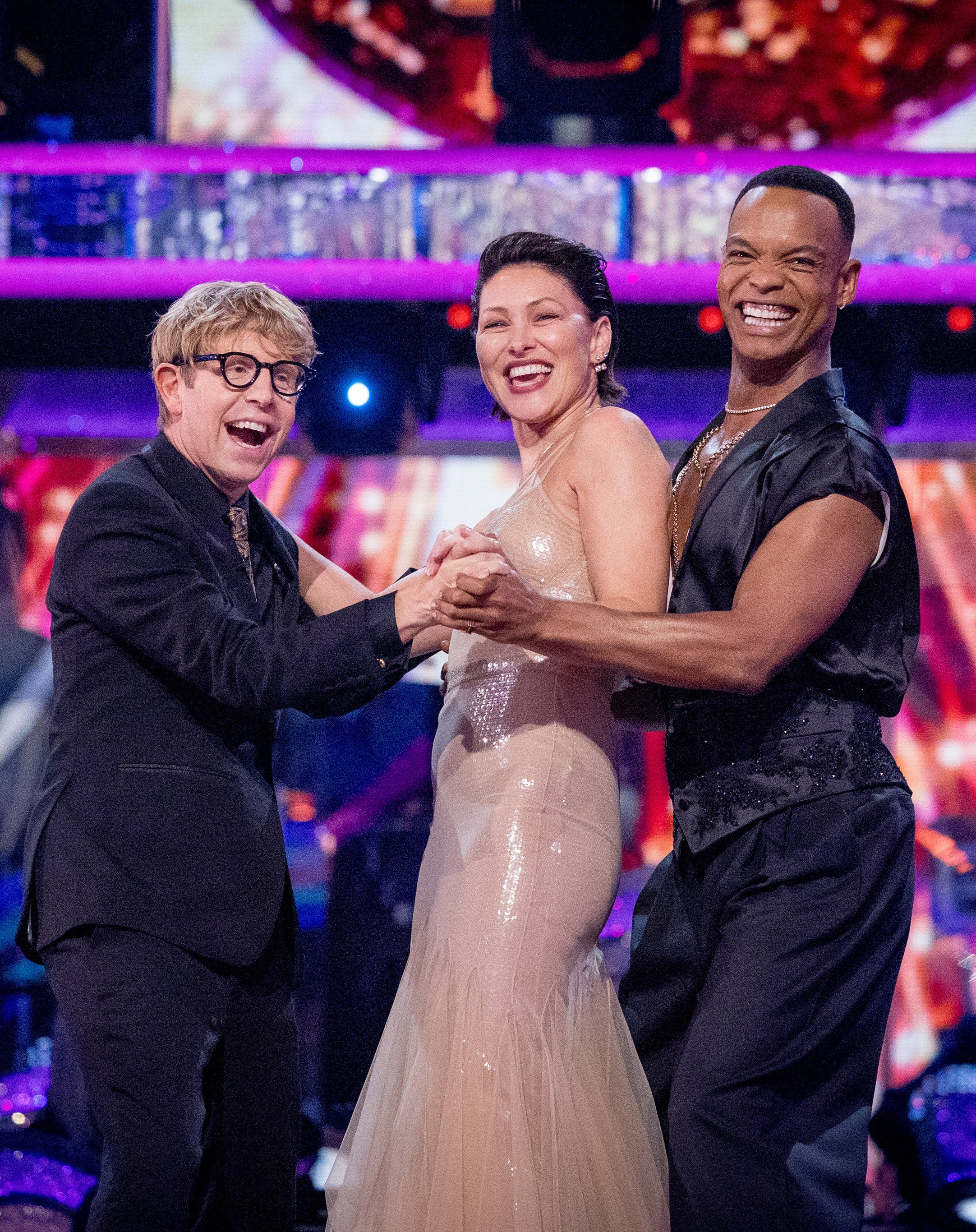 Josh Widdicombe, Emma Willis and Johannes Radebe are the new ‘Strictly Come Dancing’ hosts (PA)