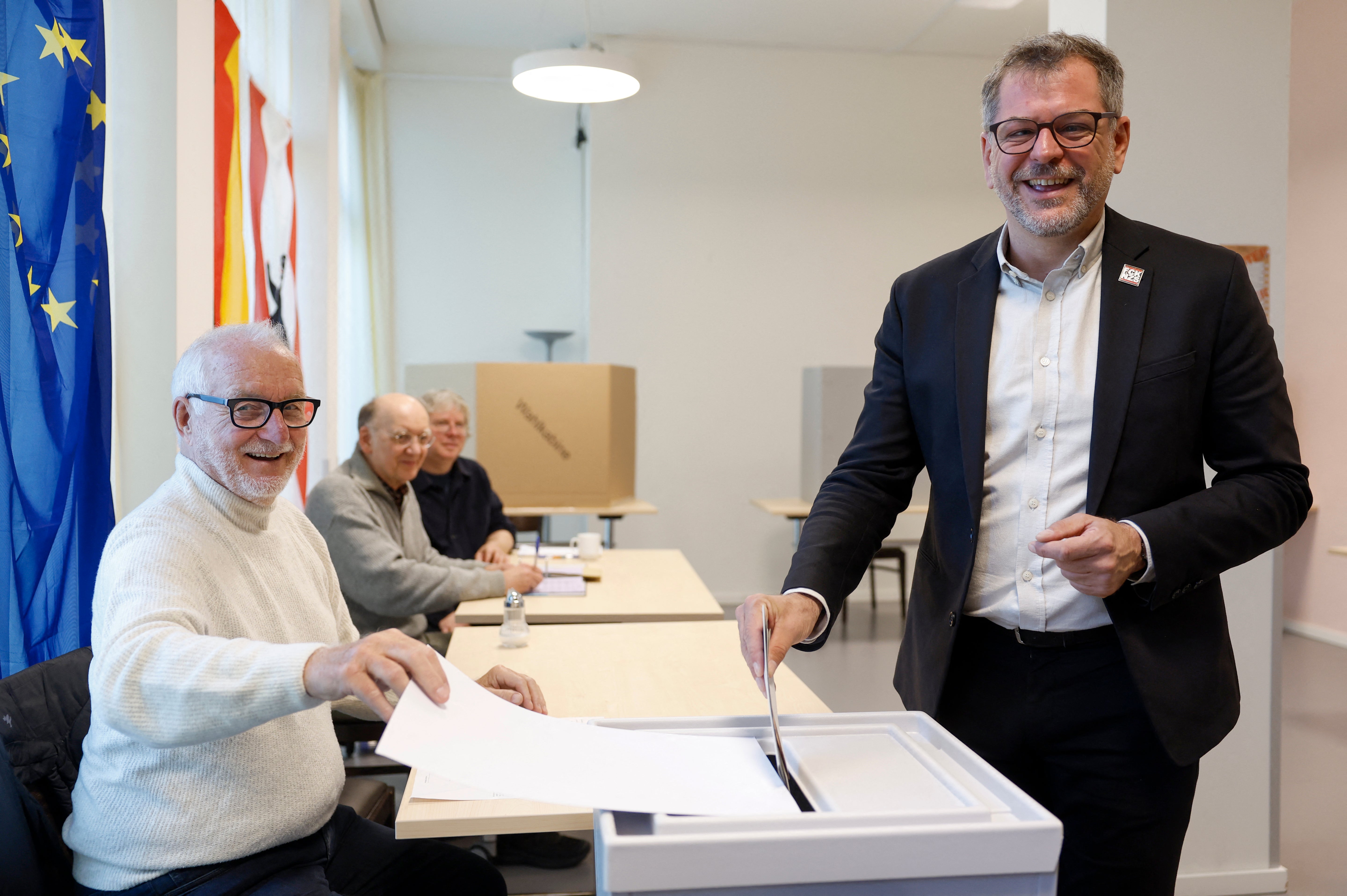 The top co-candidate of the Greens Werner Graf casts his vote on 20 September in Berlin, during Berlin's state elections (AFP/Getty)