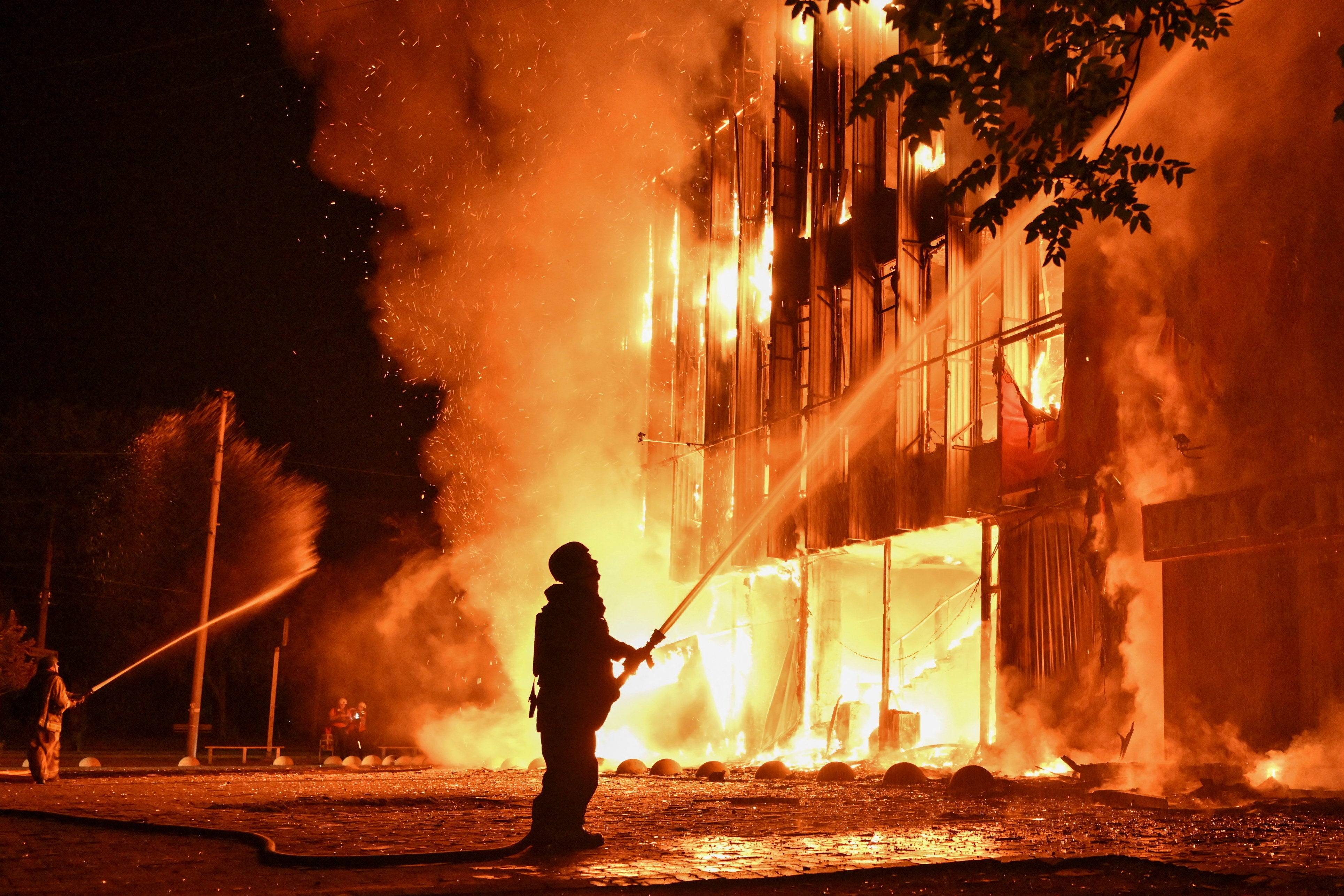 The aftermath of a Russian drone strike in Ukraine’s Zaporizhzhia this week