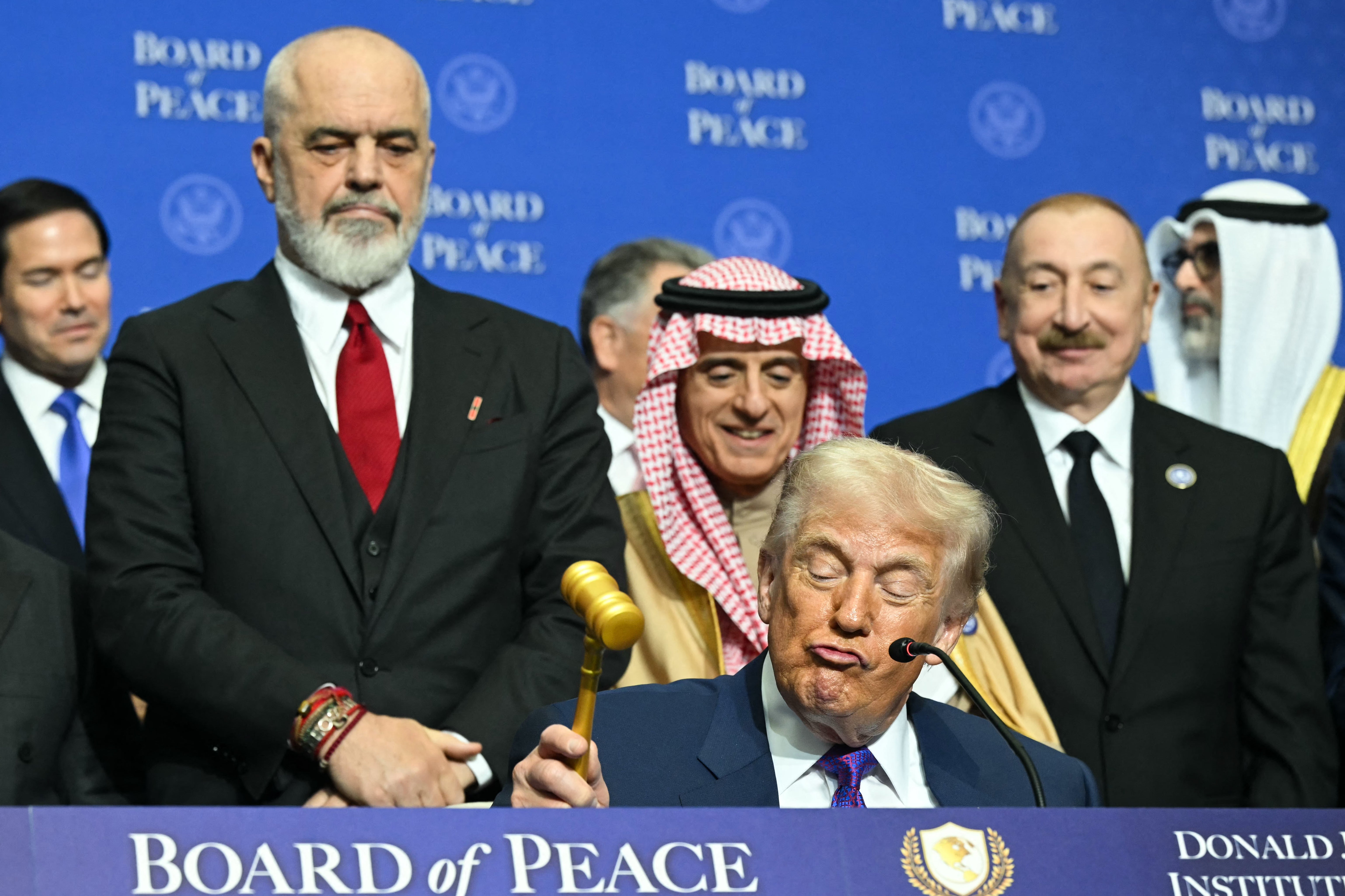 Trump during the inaugural meeting of the "Board of Peace", focused on progress on Gaza, in February