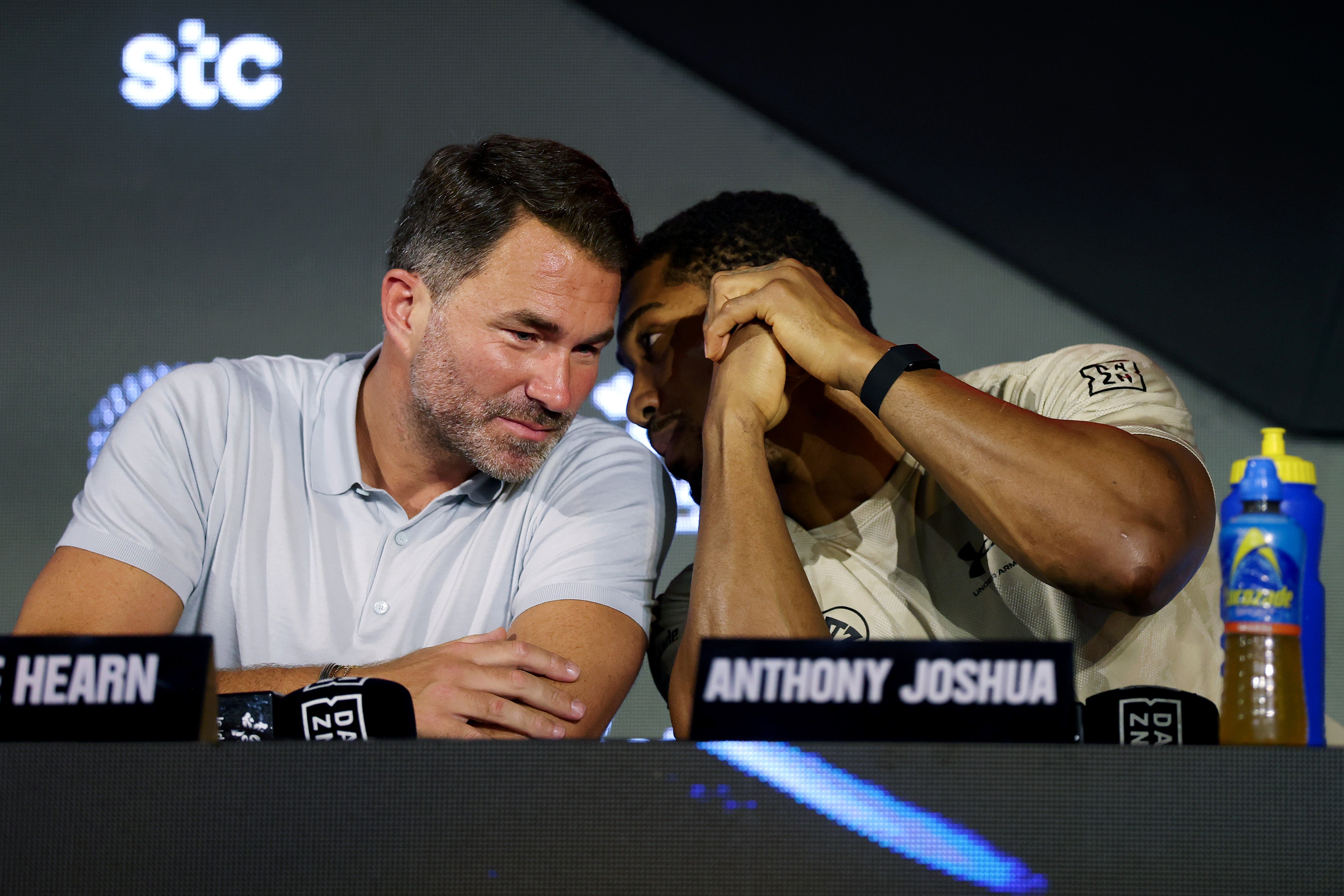 Anthony Joshua with his promoter Eddie Hearn