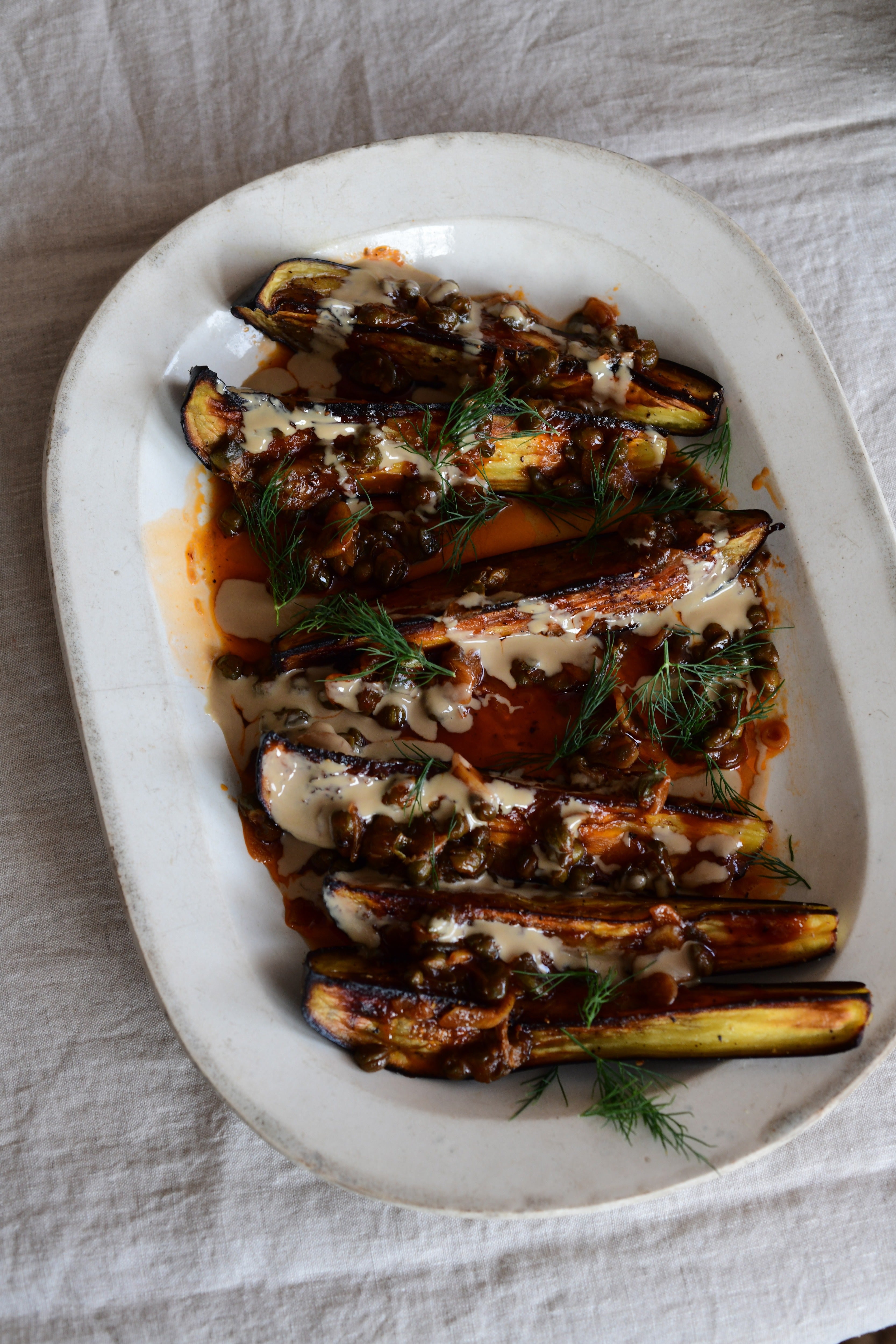 These roasted aubergines are Ottolenghi’s sped-up answer to caponata – sweet, savoury and sharp with capers and vinegar