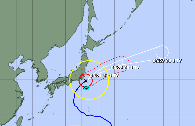 Projected path and arrival time of Typhoon Dujuan