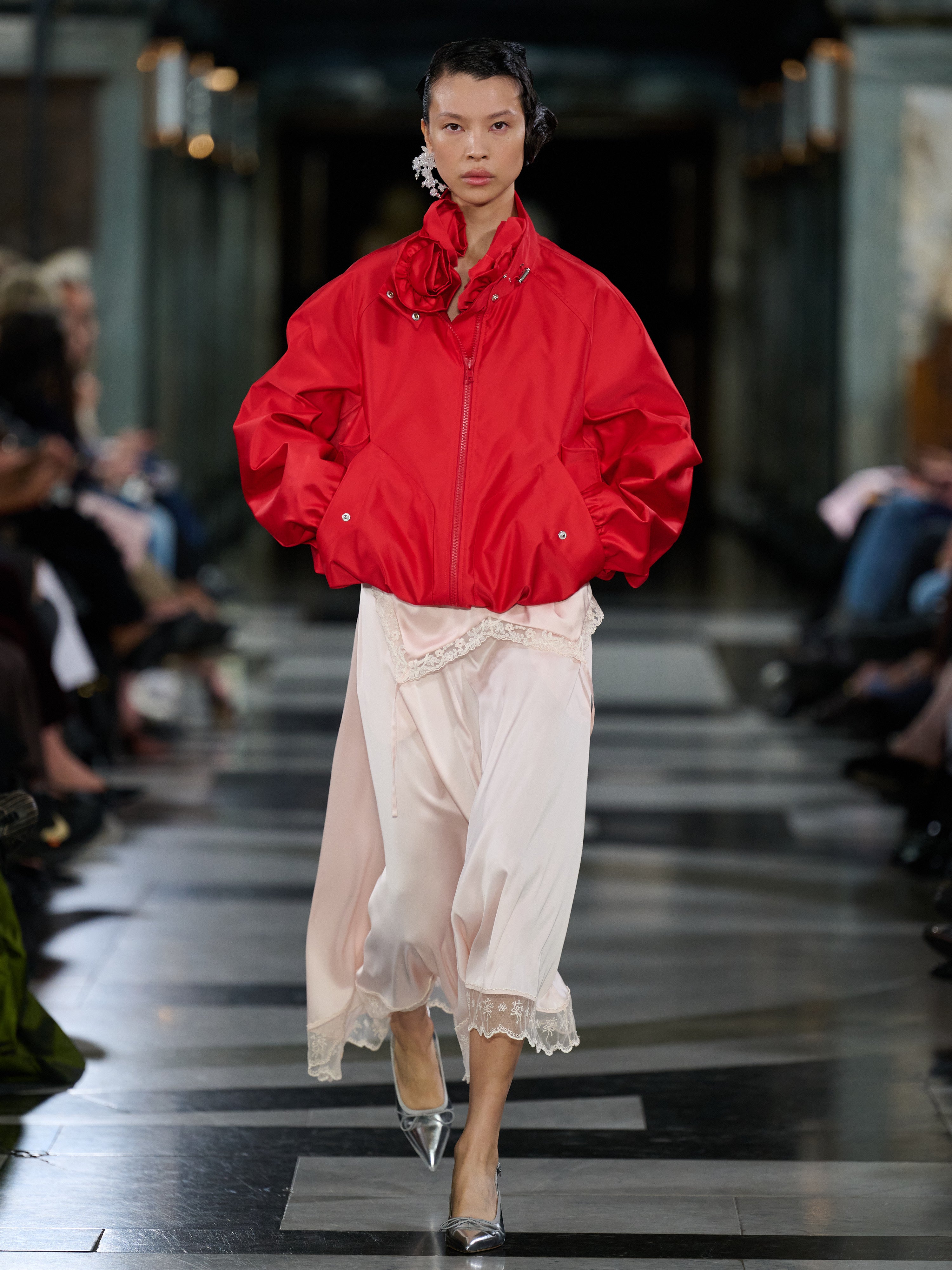 Scarlet bomber jackets at Simone Rocha
