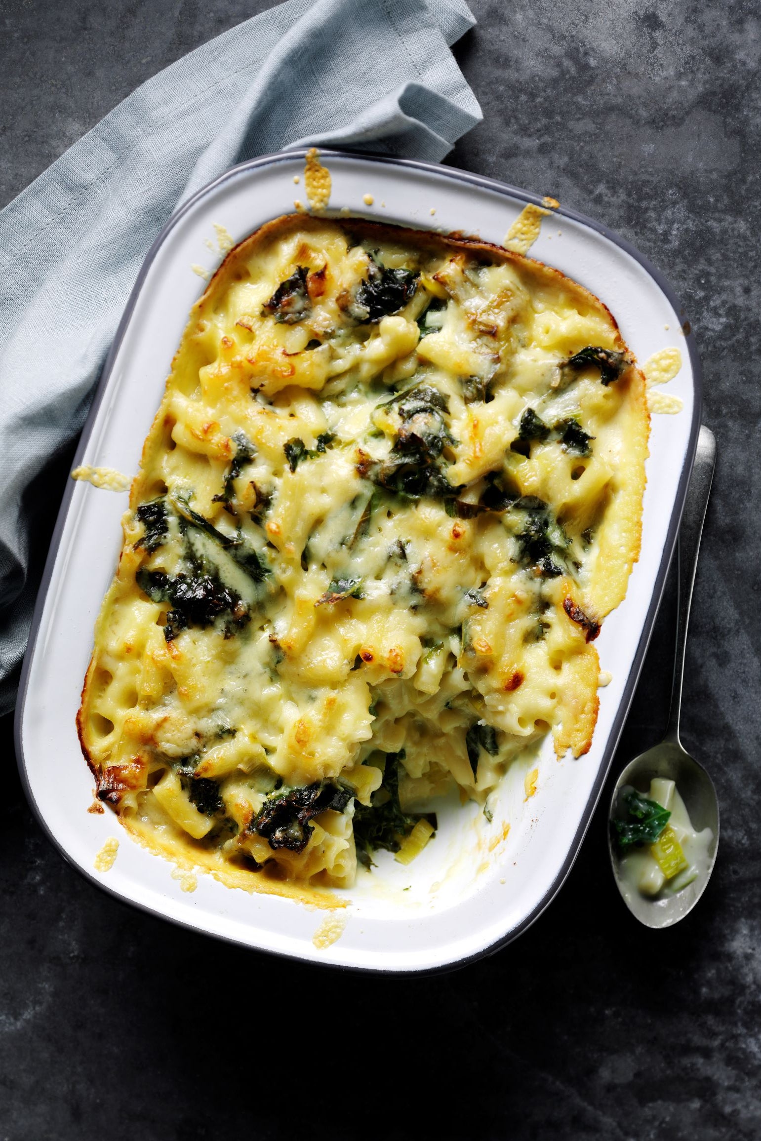 Kale cuts through all that cheddar in a bubbling mac’n’cheese built for colder evenings (Discover Great Veg)