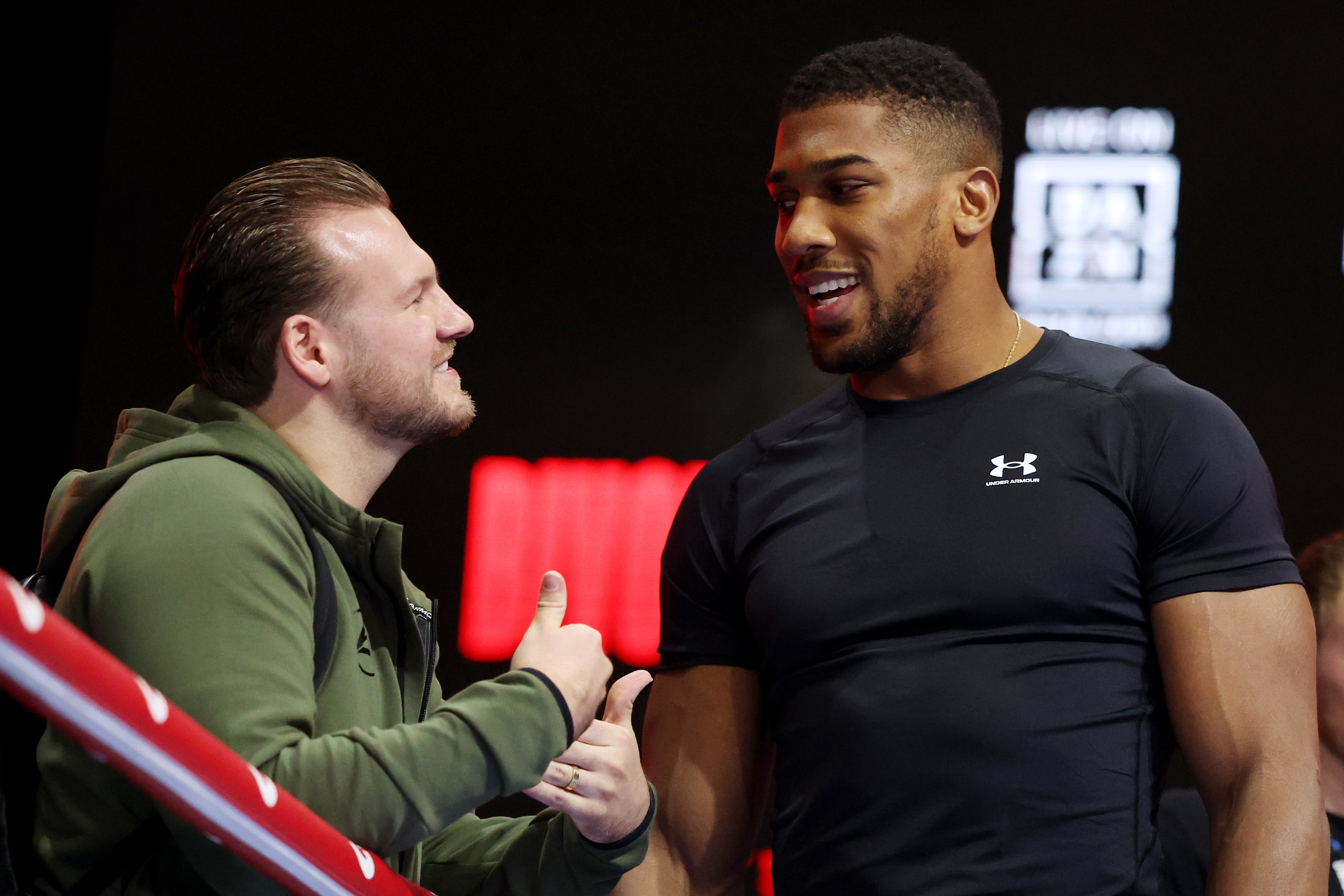 Anthony Joshua with Ben Davison (left)