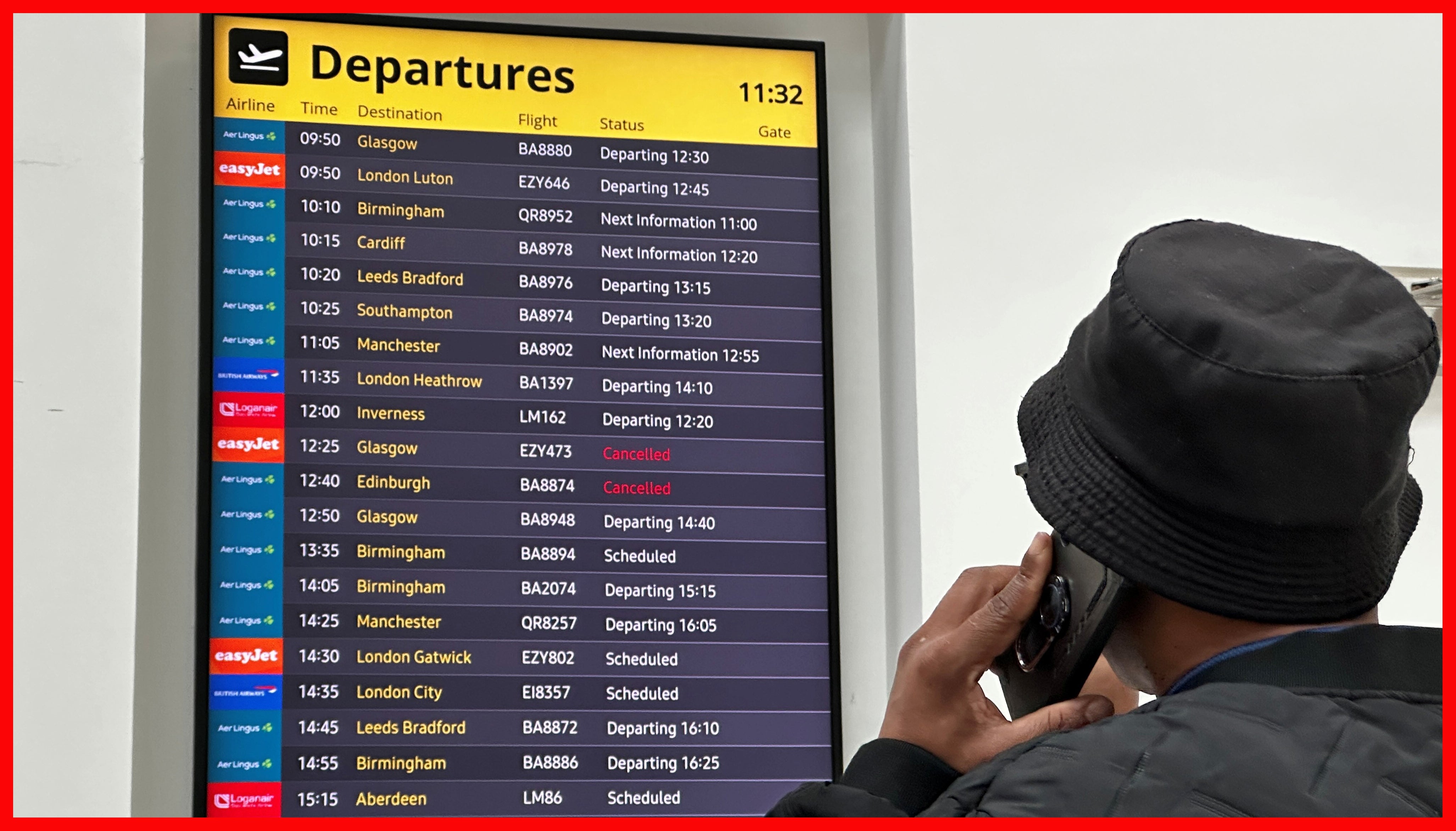 Airports in Edinburgh, Belfast and Manchester were registering delayed flights, and Luton Airport said domestic flights had been disrupted