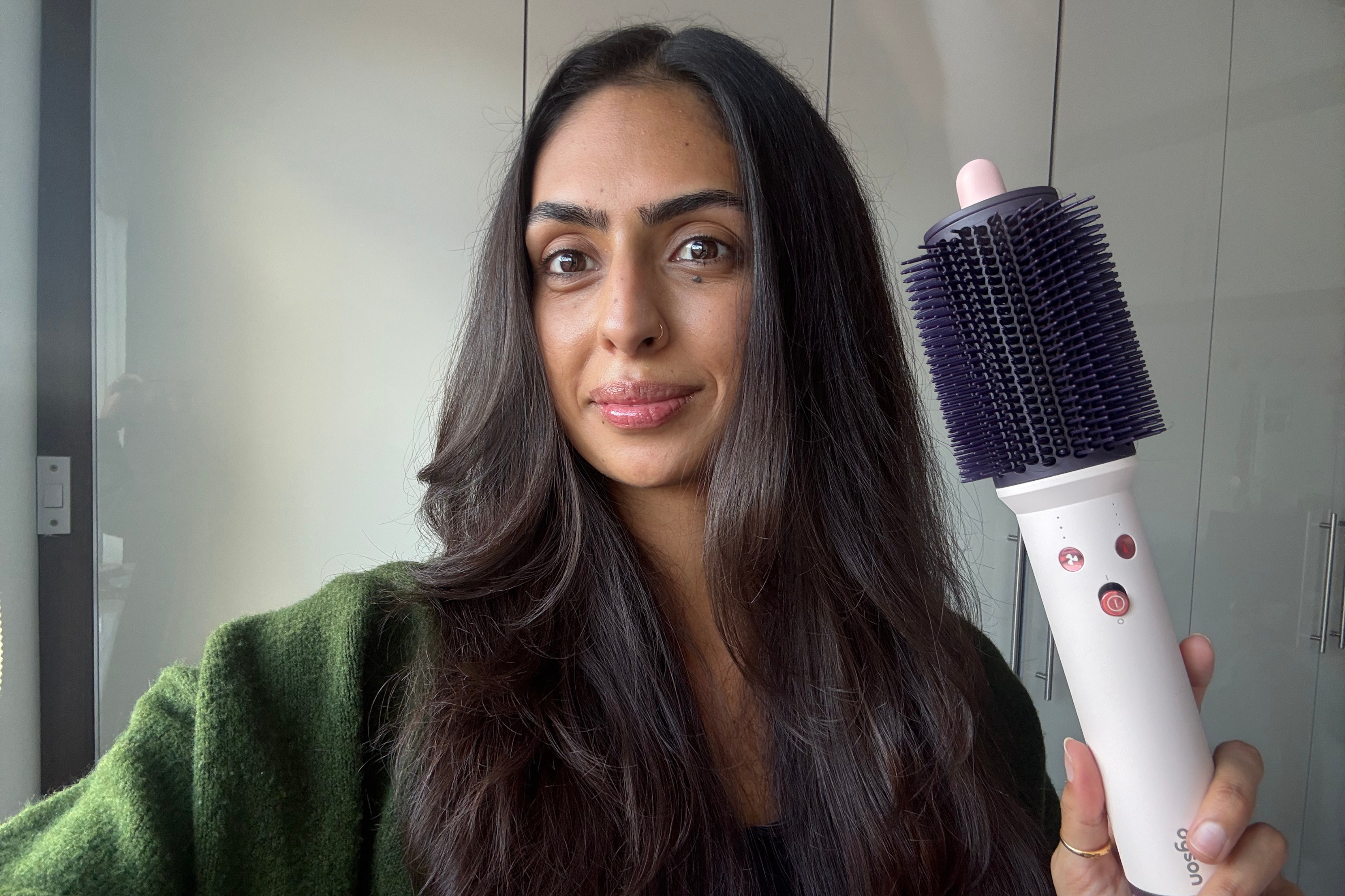The style lasted longer on my thick strands than they did on Lucy's fine ones (Sabrina Sahota/The Independent)