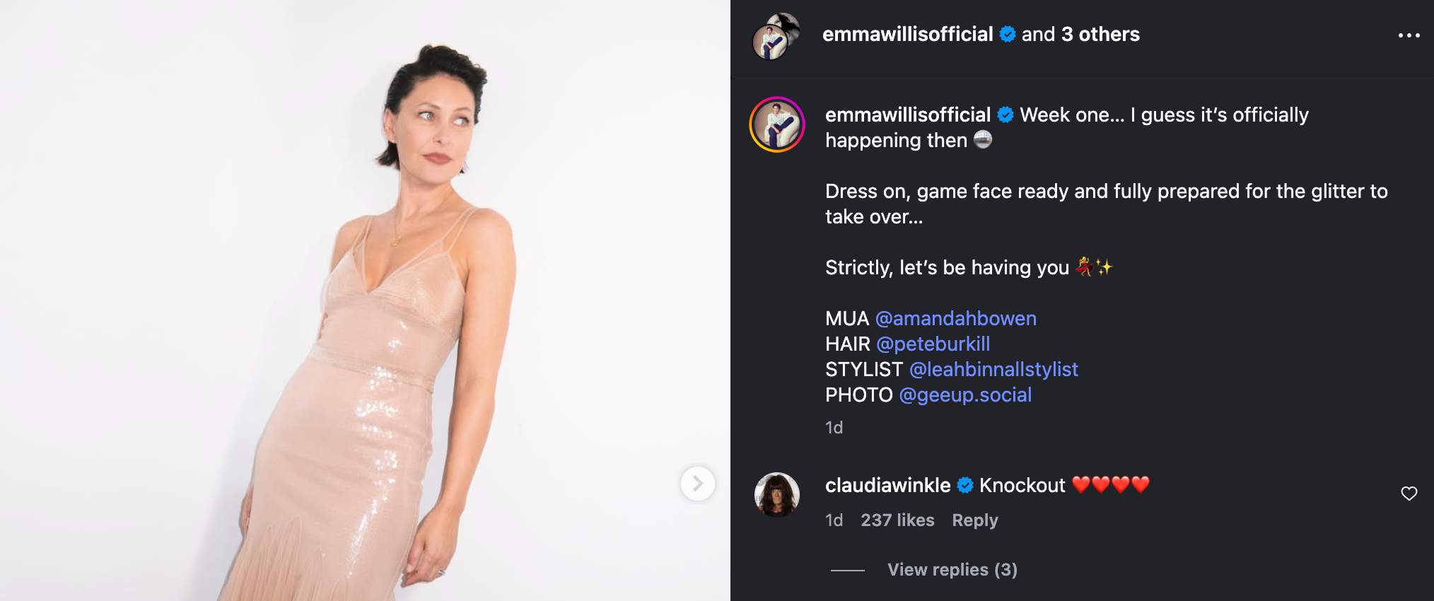 Claudia Winkleman supports new 'Strictly' host Emma Willis (Instagram)