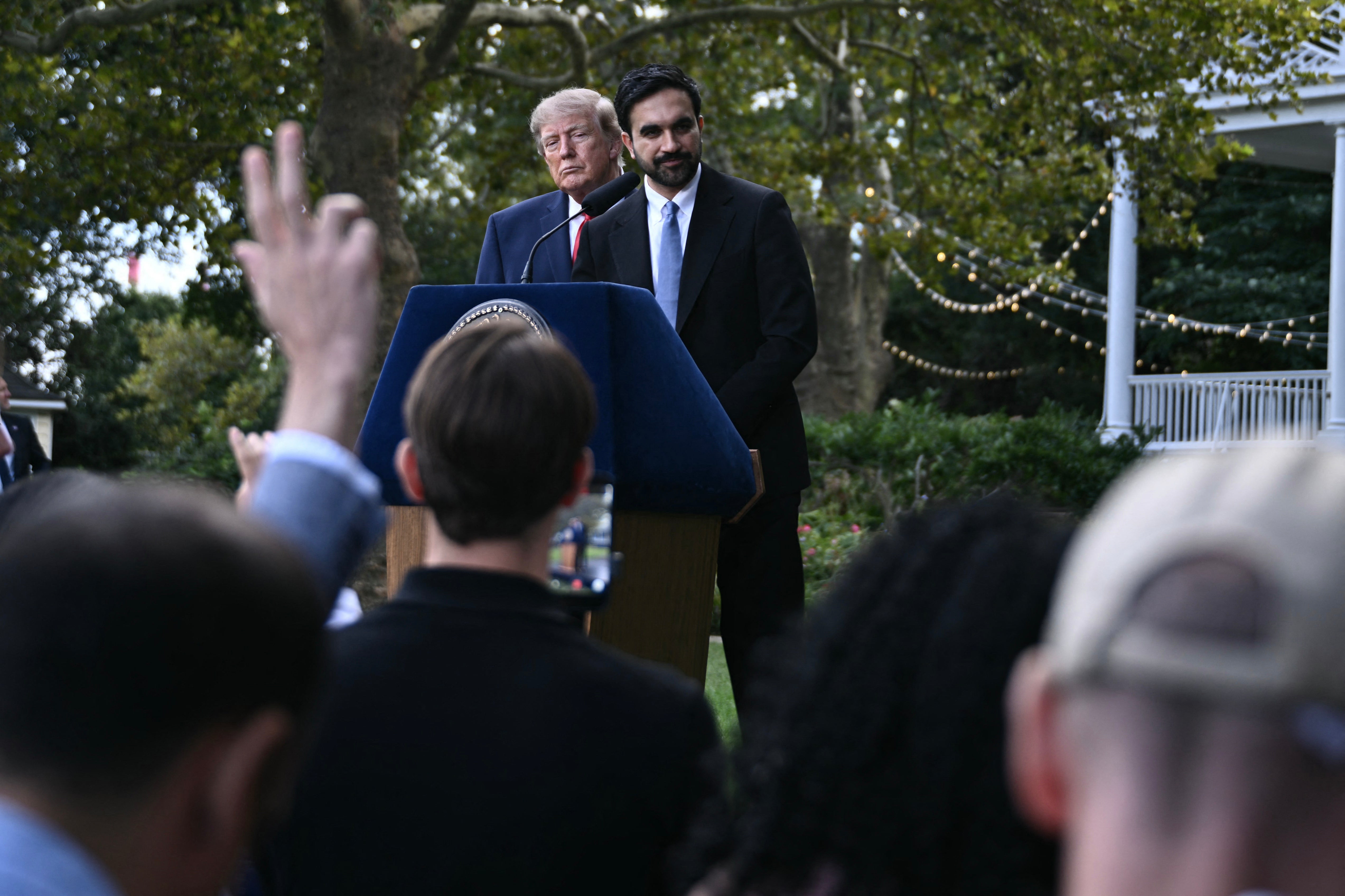 Trump, pictured with New York mayor Zohran Mamdani on Monday, said he 