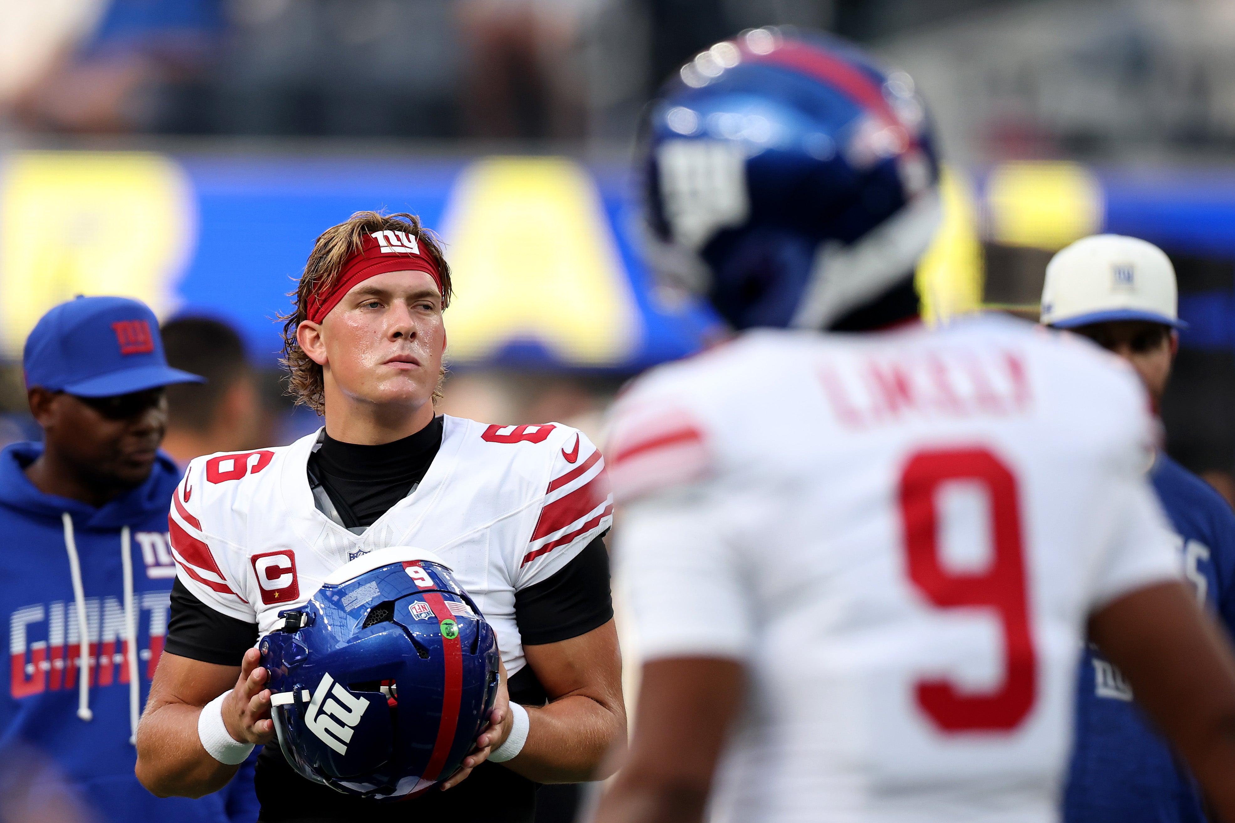New York Giants star Jaxson Dart suffers ‘MCL sprain’ in savage defeat to Los Angeles Rams