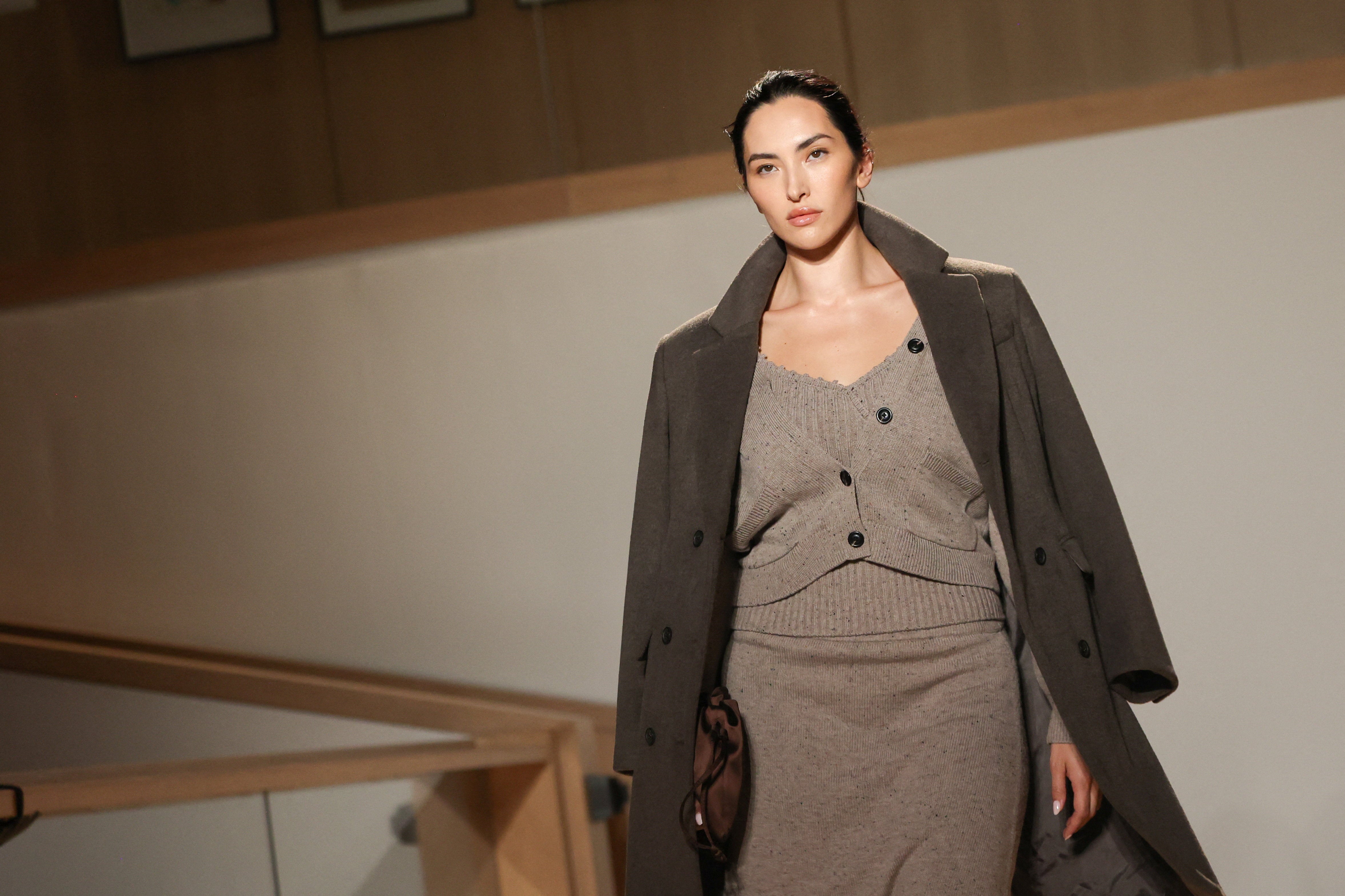 A model on the catwalk at M&S’s London Fashion Week show
