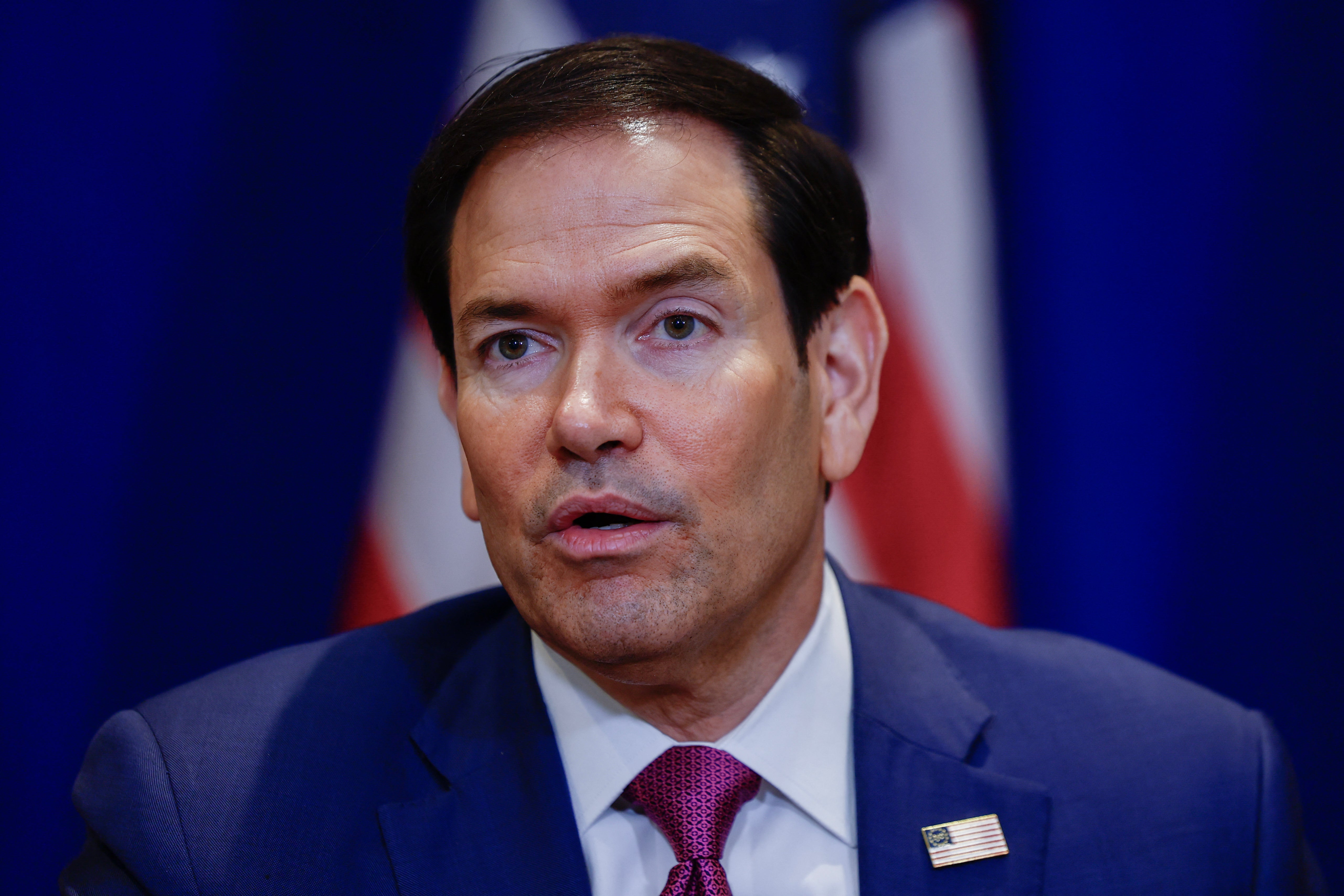Secretary of State Marco Rubio was spotted speaking to members of the press from outlets banned from the White House by President Trump