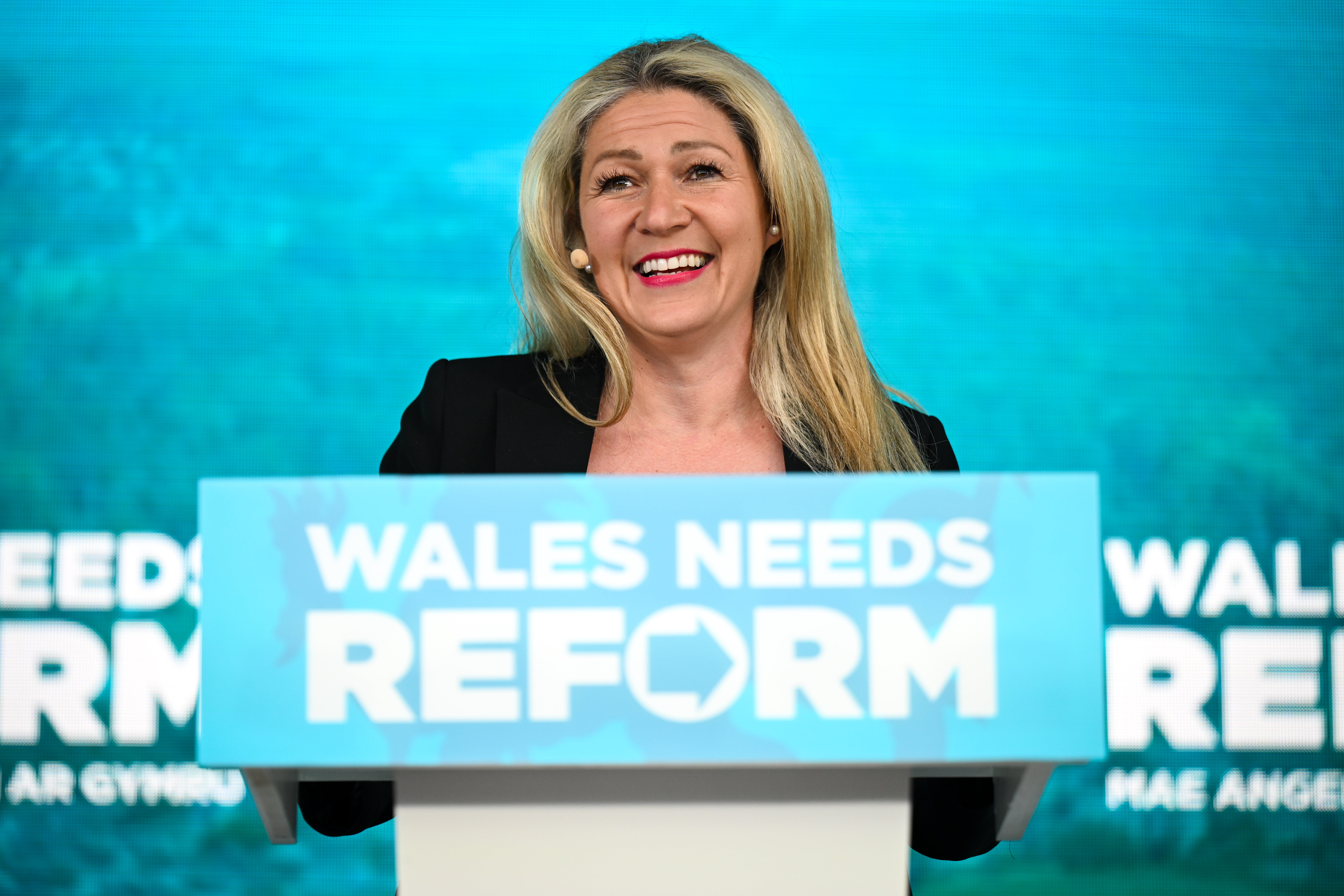 Laura Anne Jones delivers a speech at Trago Mills