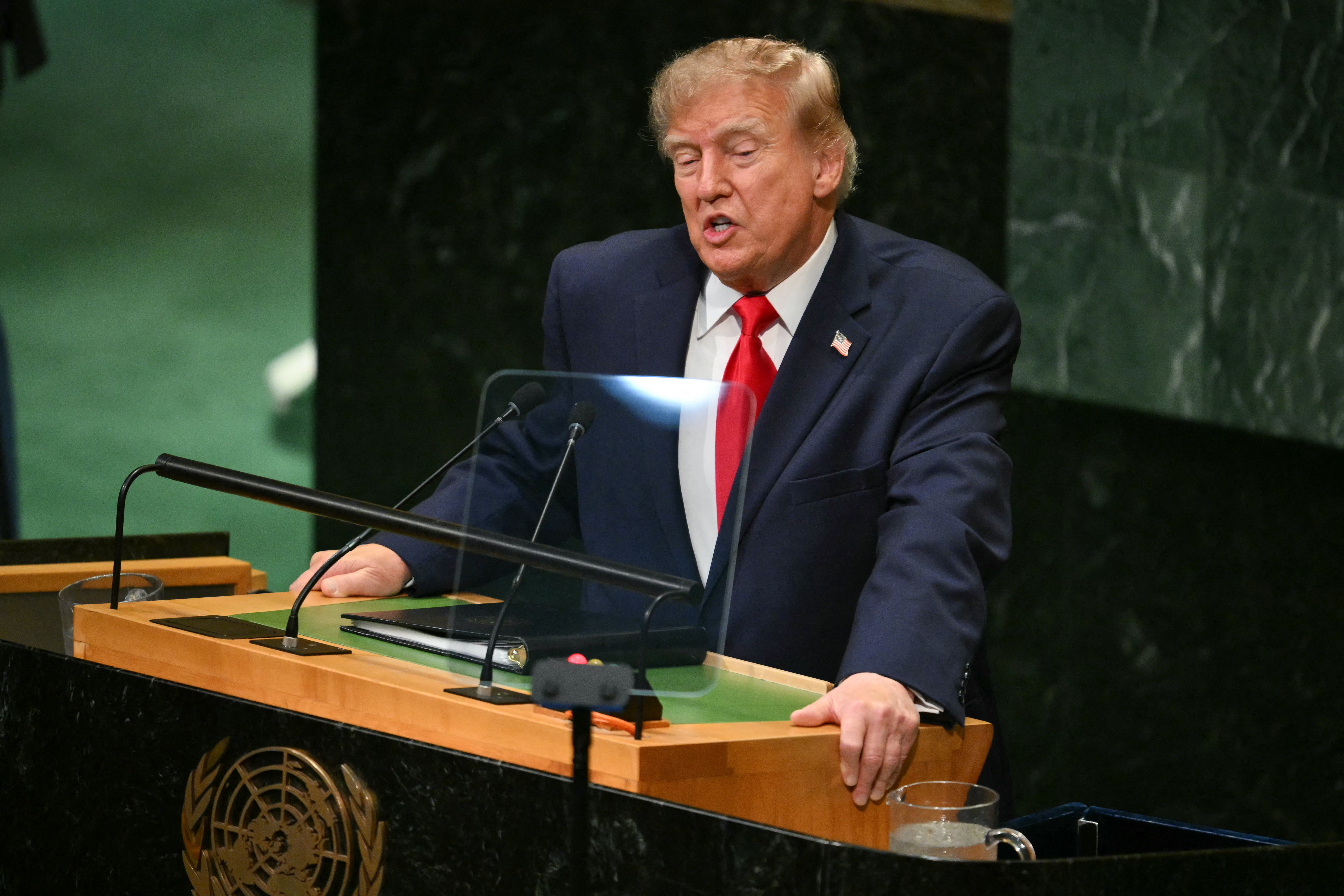 It took less than five minutes for President Donald Trump to get into his own personal achievements as he spoke before the UN General Assembly in New York Tuesday