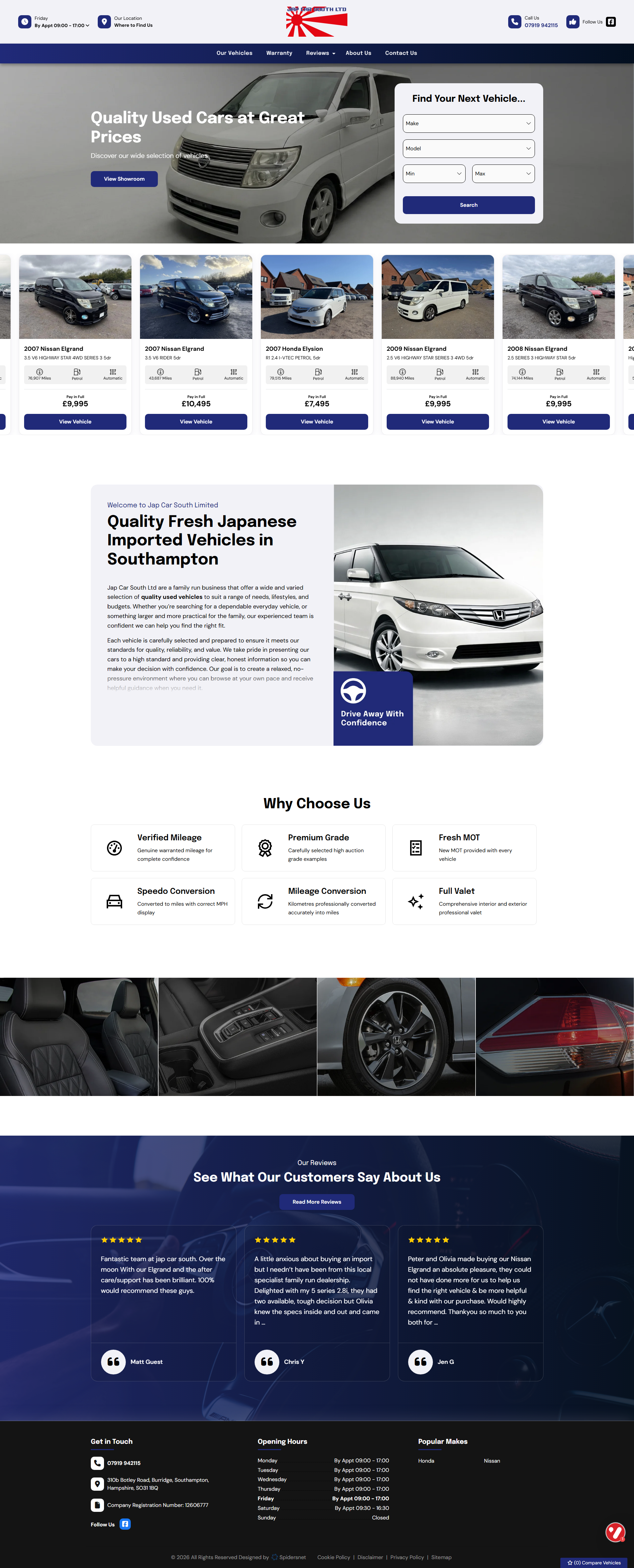 The website for Jap Car South investigated by the ASA. (ASA/PA)