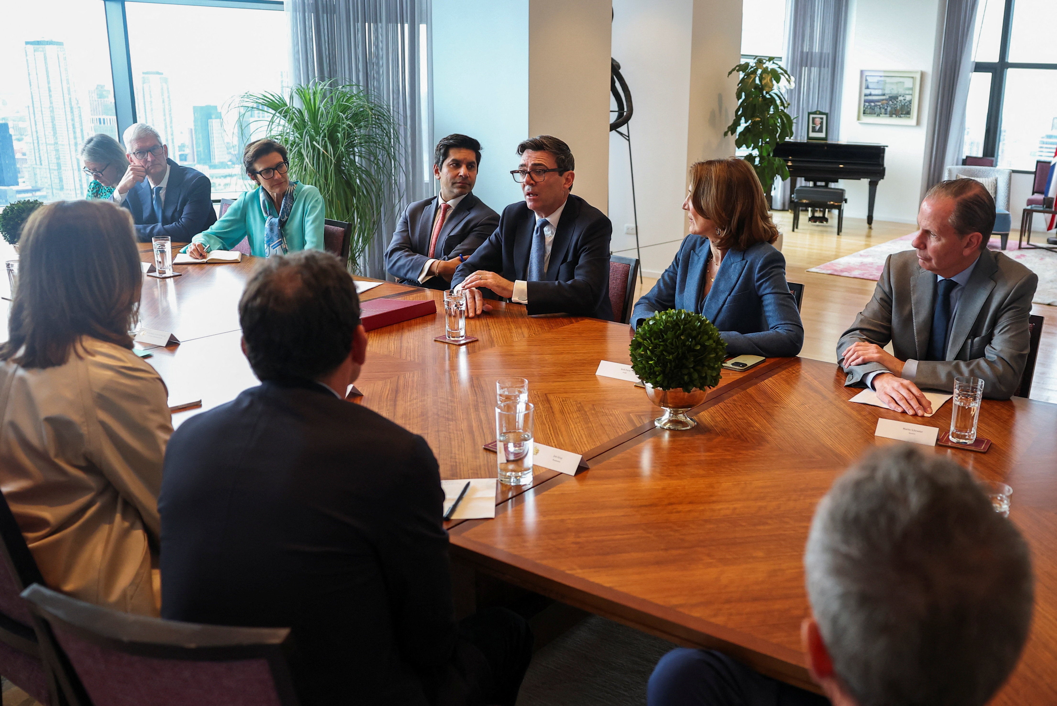 Prime Minister Andy Burnham talked about his AI plans during a meeting with business chiefs in New York (Toby Melville/PA)
