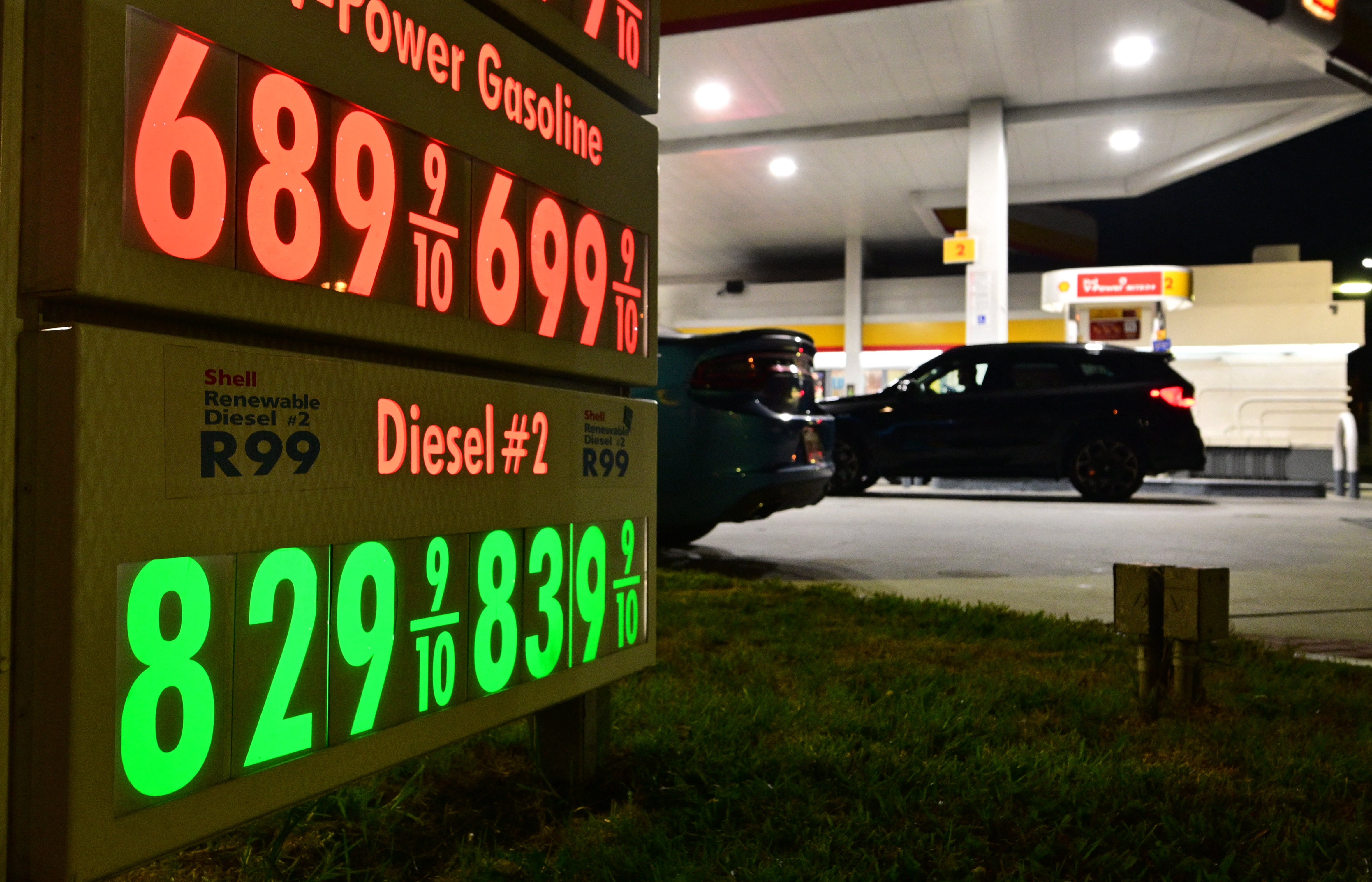 Gasoline and diesel prices are displayed at a gas station in Los Angeles, on September 22 (AFP/Getty)