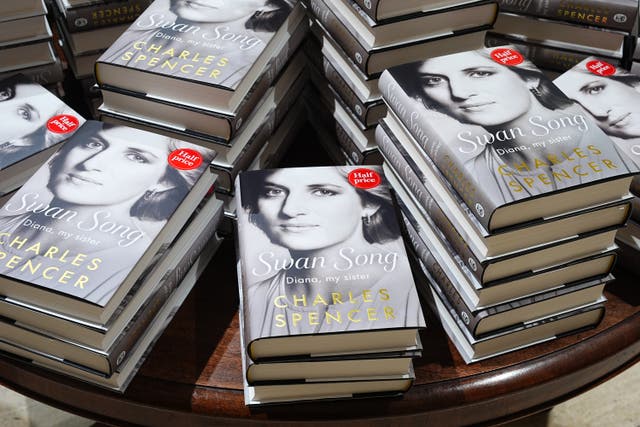 Copies of Earl Spencer’s book Swan Song: Diana, My Sister at Waterstones Piccadilly in London (Aaron Chown/PA)
