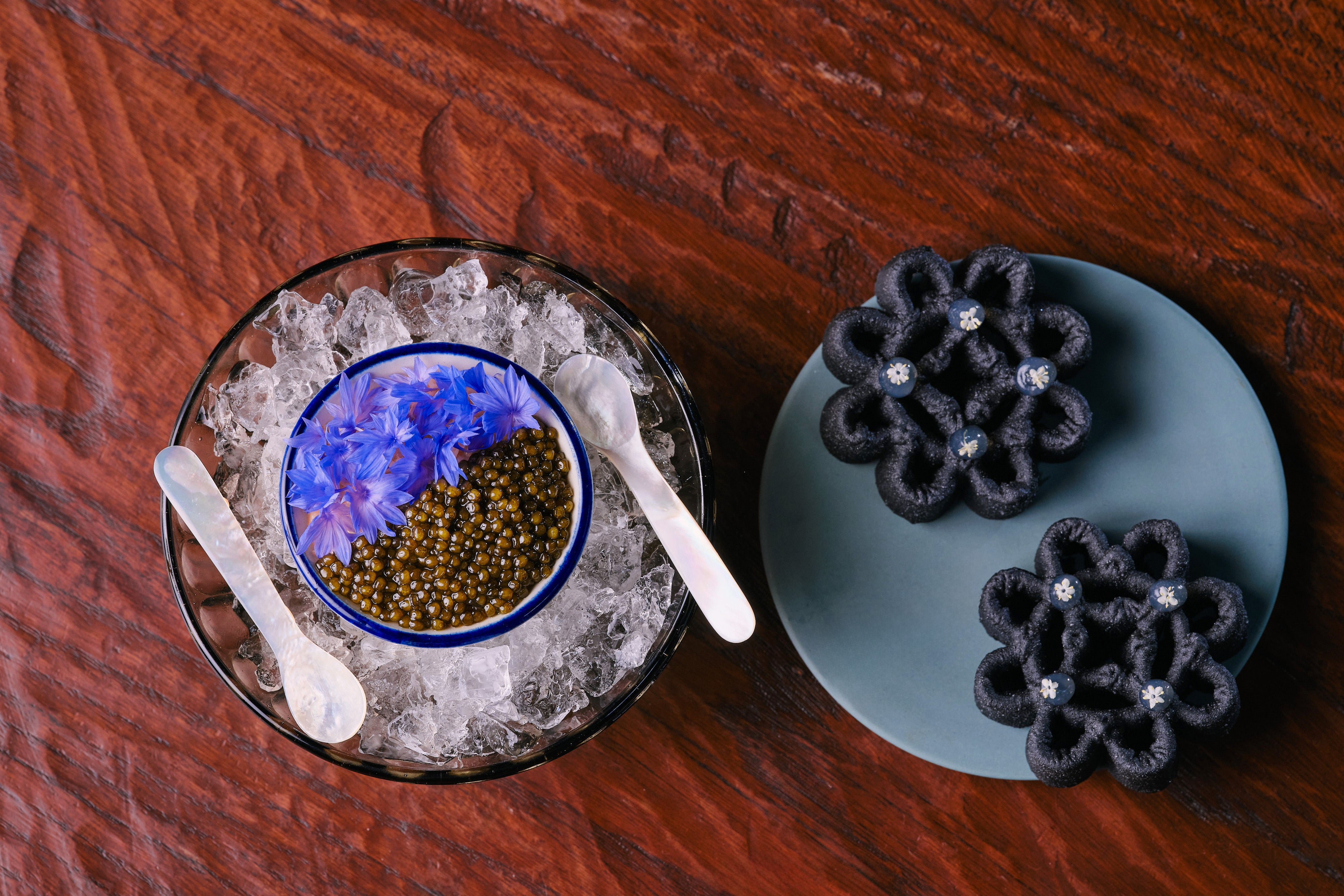 AngloThai's Brixham crab, exmoor caviar and coconut ash cracker (AngloThai)